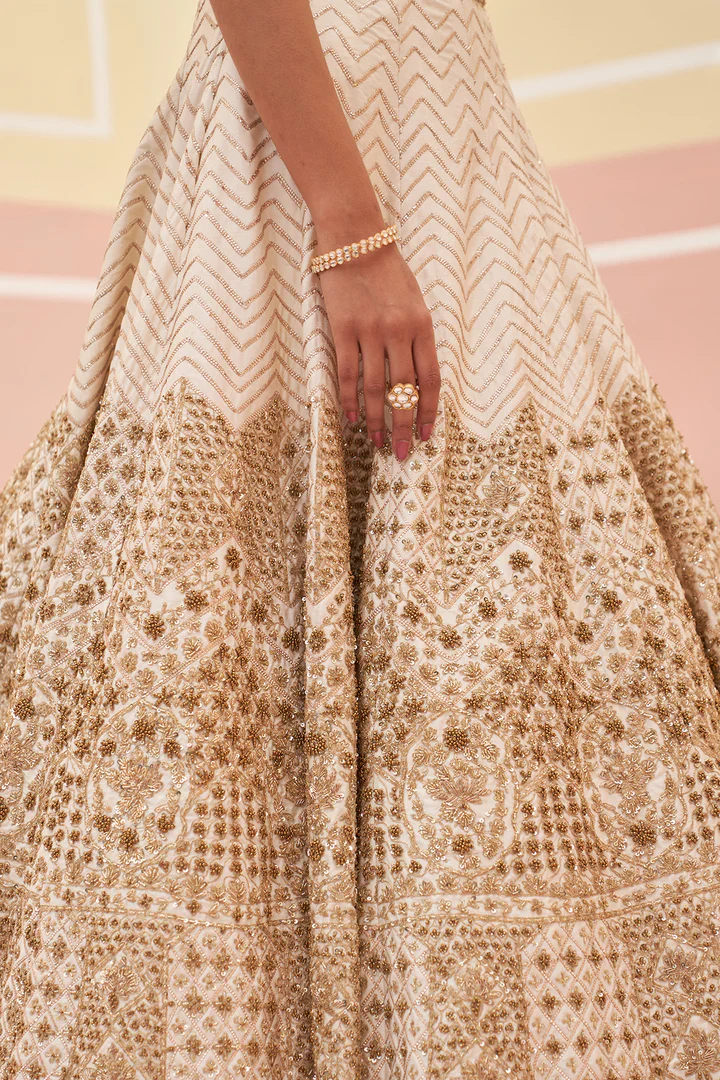 Ivory Raw Silk Lehnga Set - Image 3