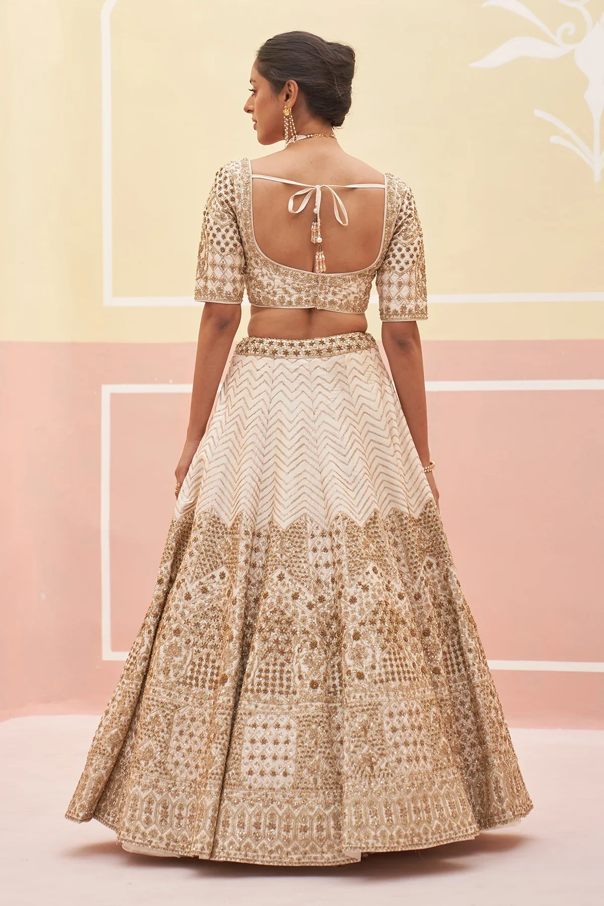 Ivory Raw Silk Lehnga Set - Image 5