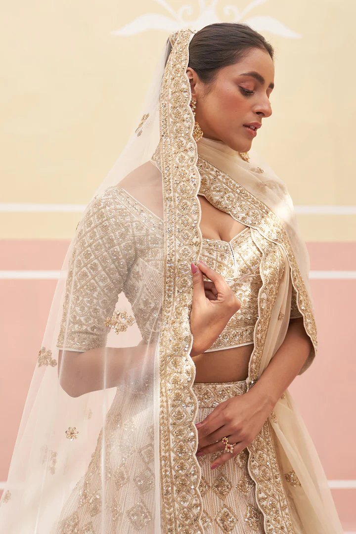 Ivory Raw Silk Lehnga Set - Image 2
