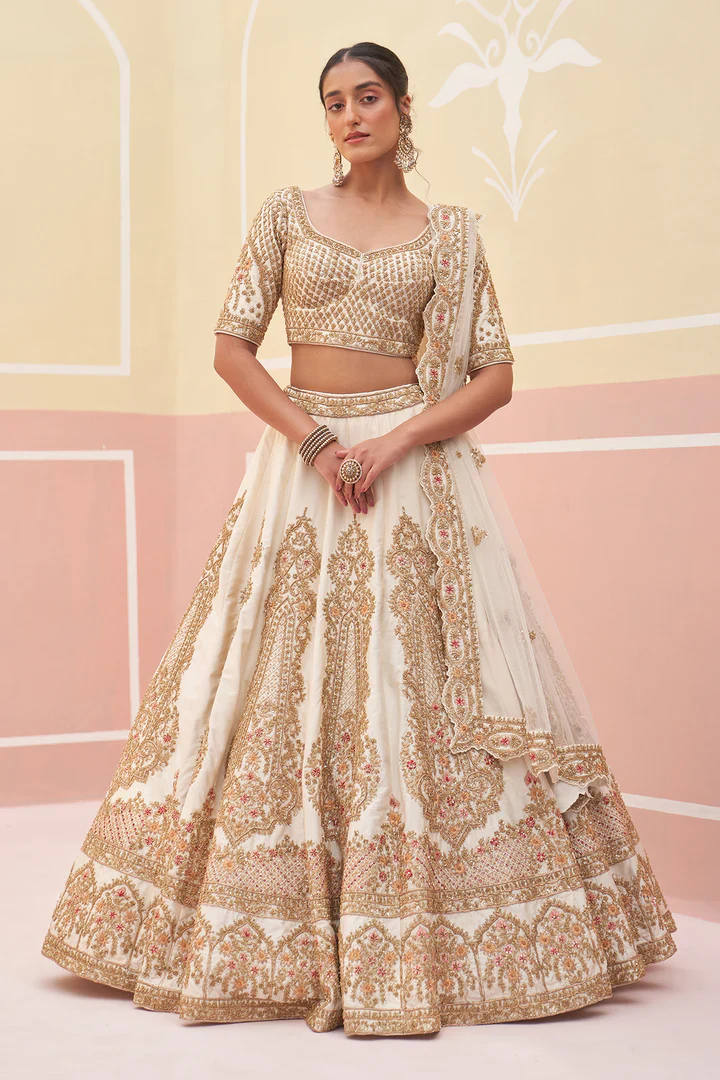 Ivory Raw Silk Lehnga Set - Image 2
