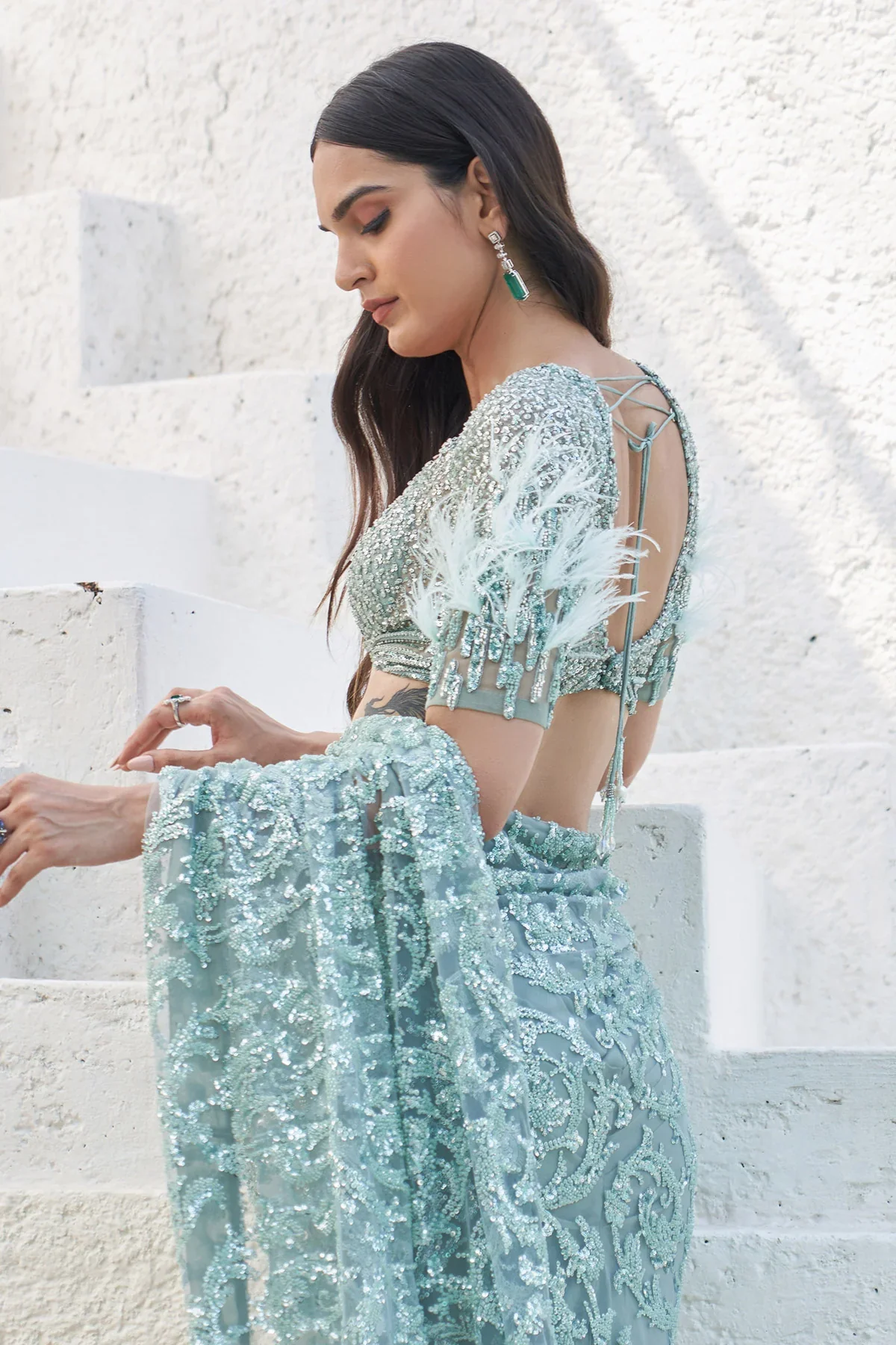 Jaana Embroidered Saree With Blouse - Image 5