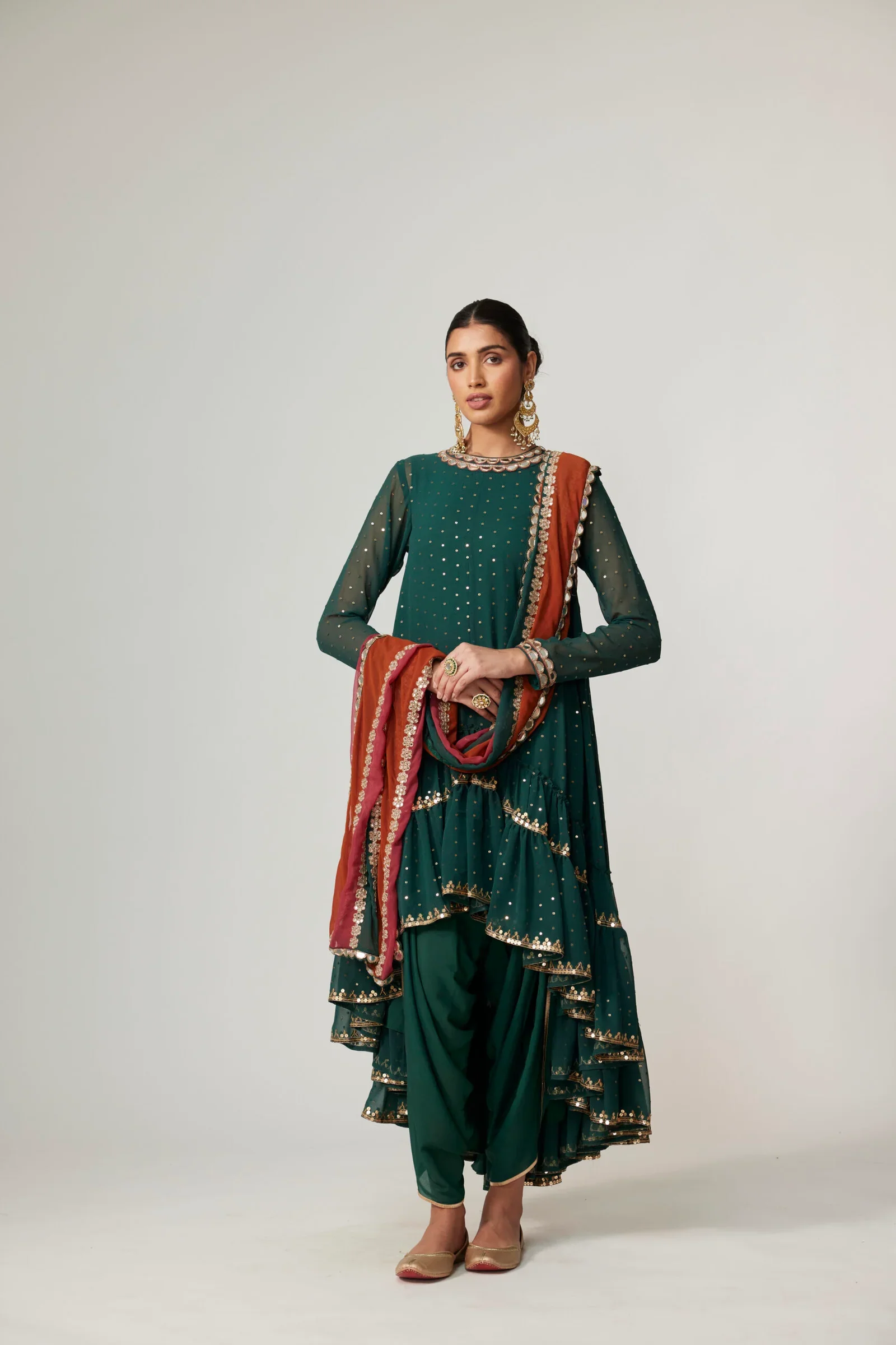 Jade Green Dhoti Kurta With Dupatta Set