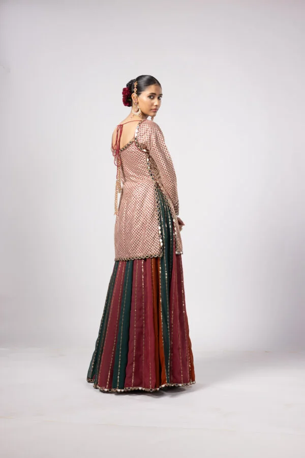 Jade Green Kurta Lehenga Pants Set - Image 4