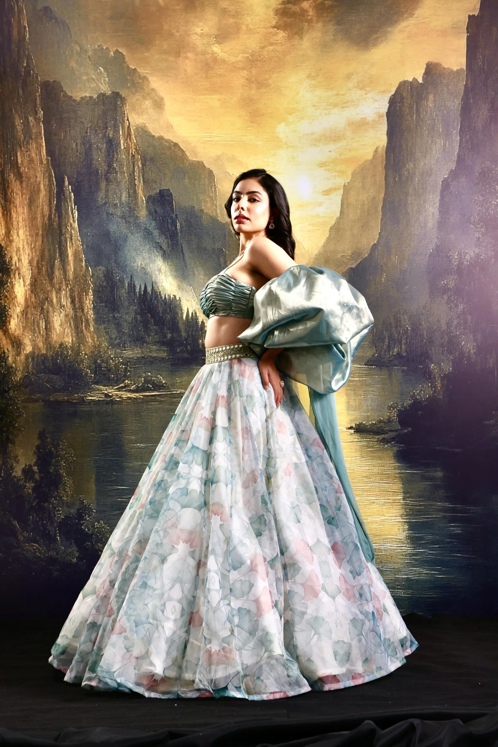 Jasmine Printed Organza Lehenga Set - Image 3