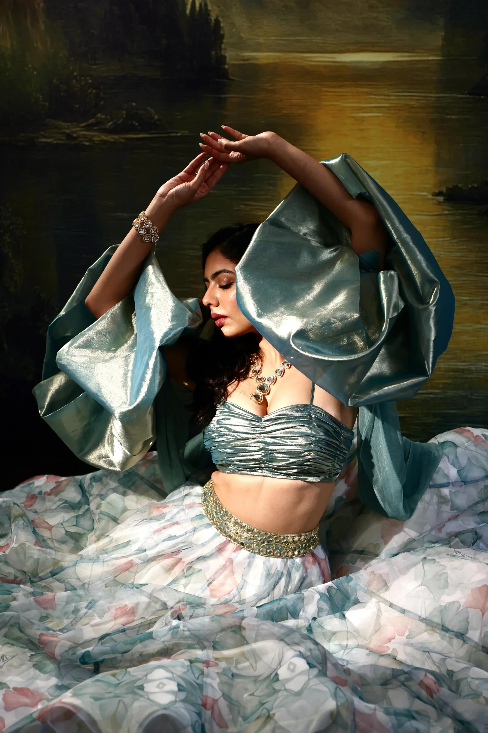 Jasmine Printed Organza Lehenga Set - Image 4