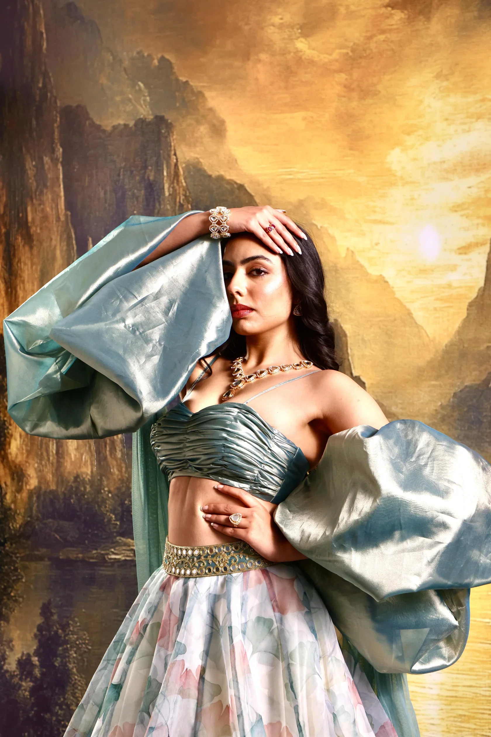 Jasmine Printed Organza Lehenga Set - Image 7