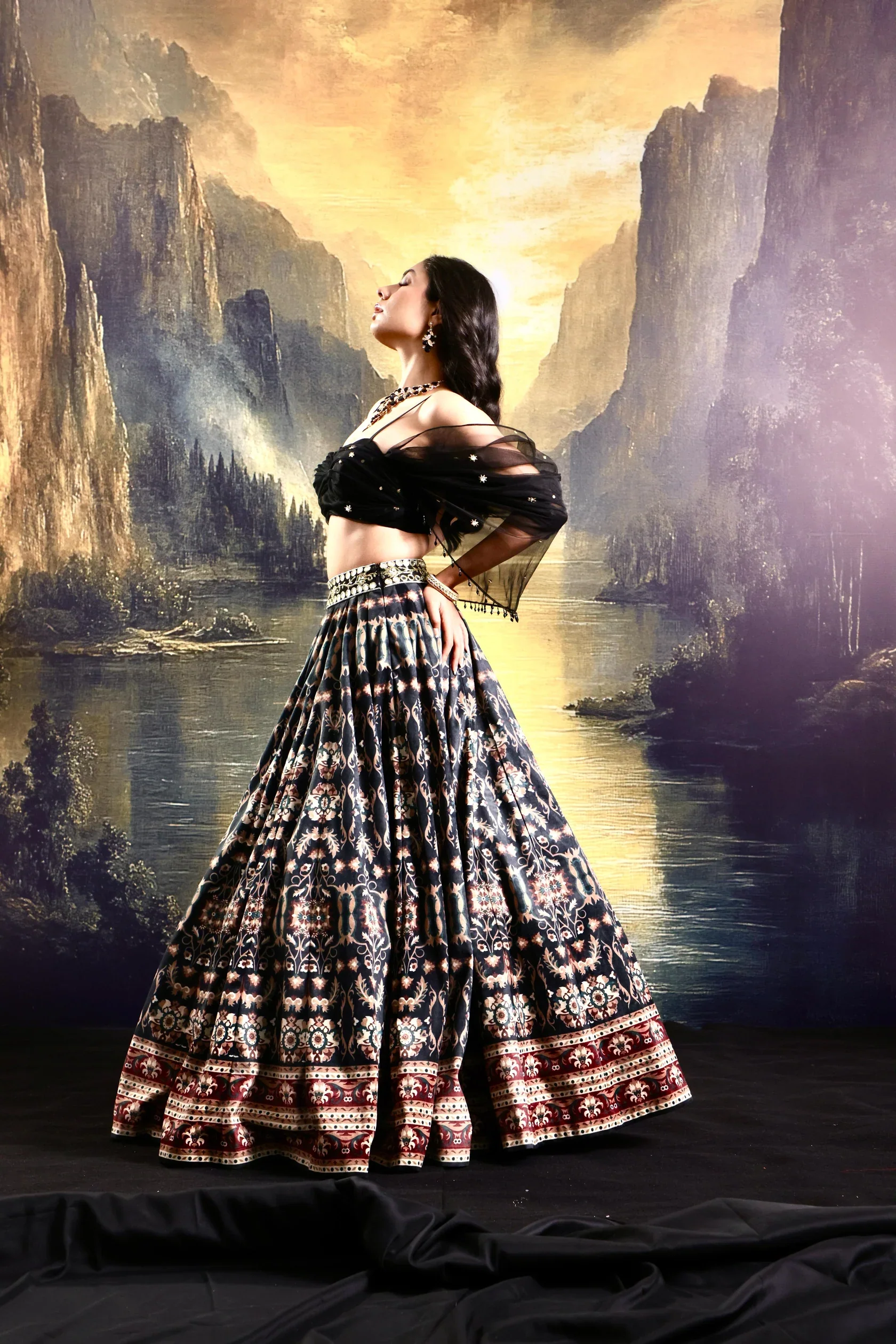 Jeeya Printed Suede Lehenga - Image 6