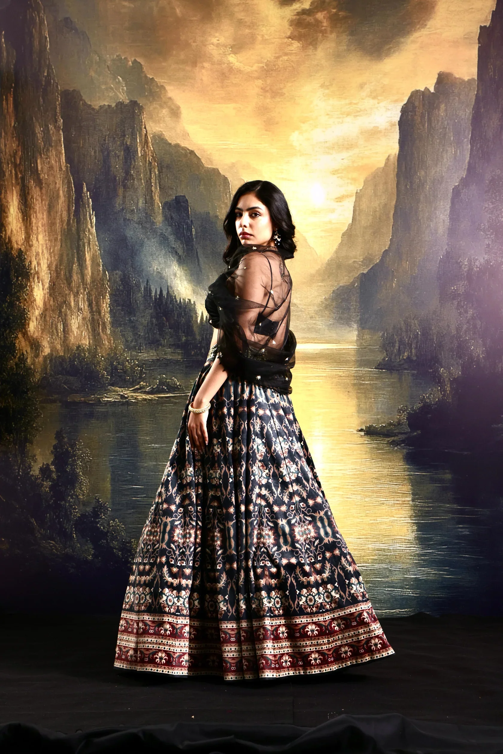 Jeeya Printed Suede Lehenga - Image 8