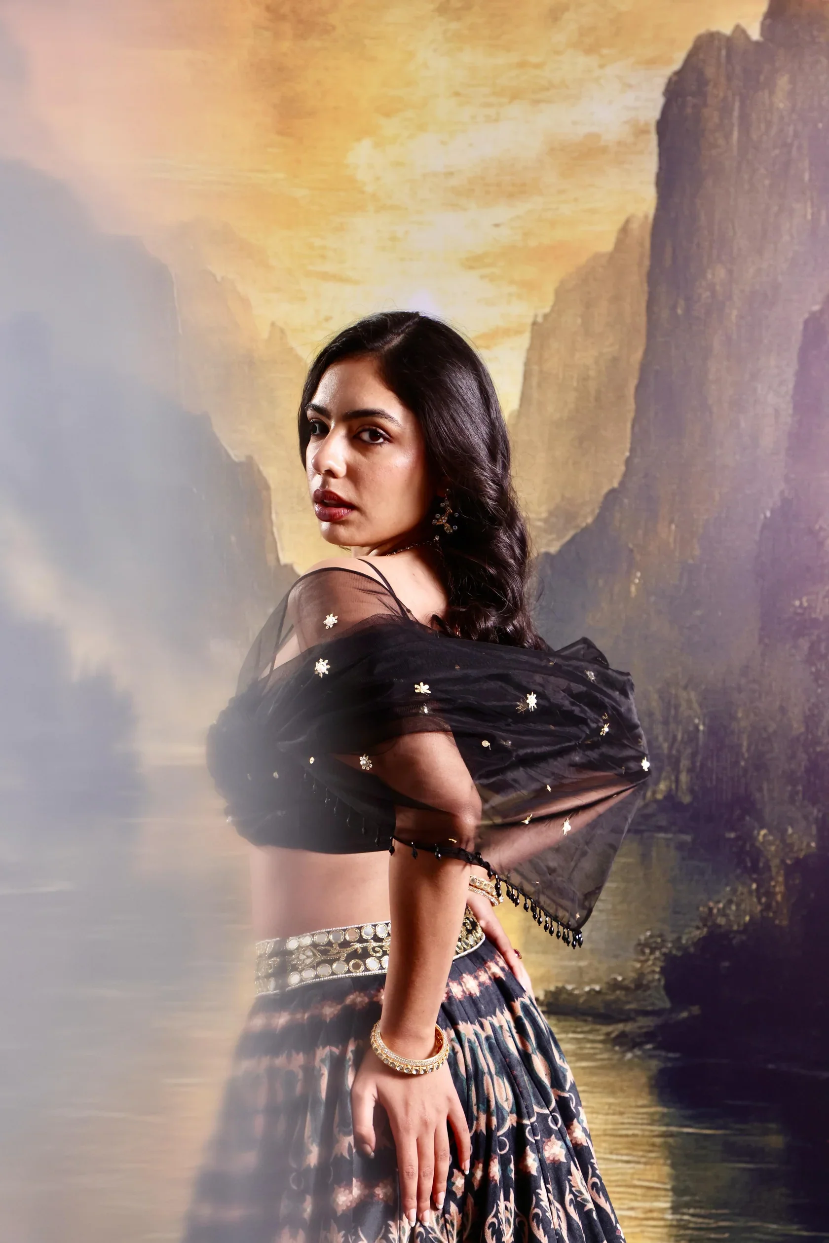Jeeya Printed Suede Lehenga - Image 9