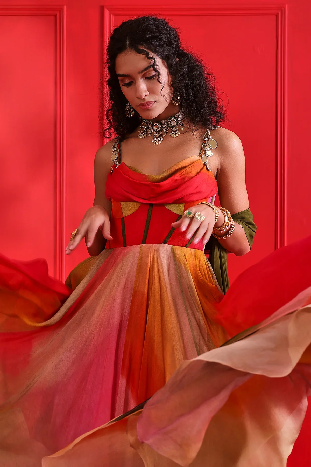 Jessica Printed Cowl Anarkali - Image 2