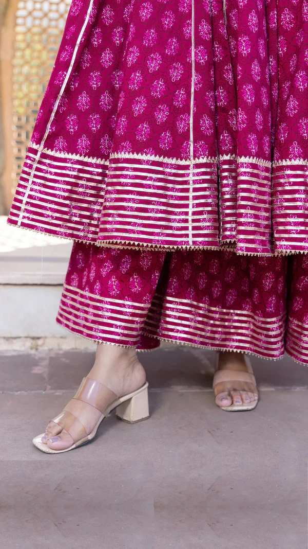 Jumari Cotton Booti Anarkali Set - Image 3