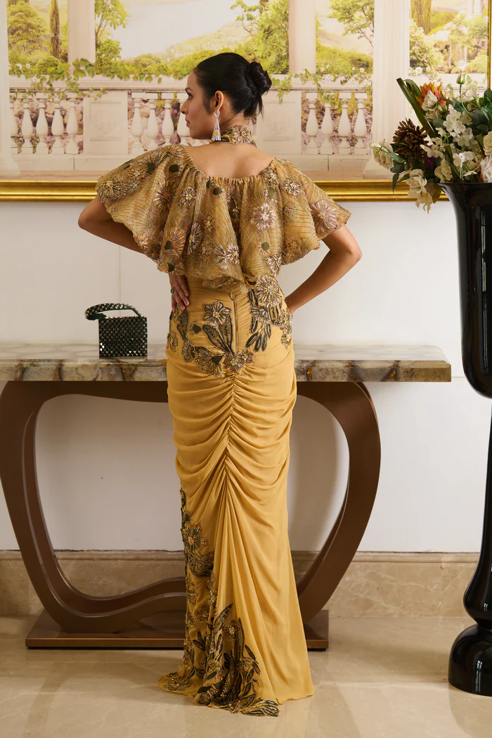 Kai - Golden Cape Saree - Image 6
