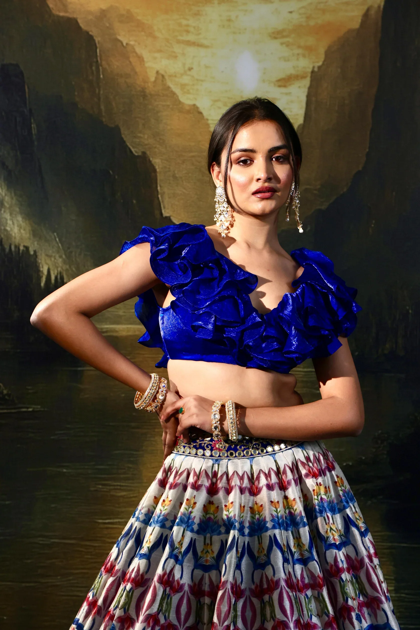 Kaina Multi Colored Silk Lehenga - Image 2