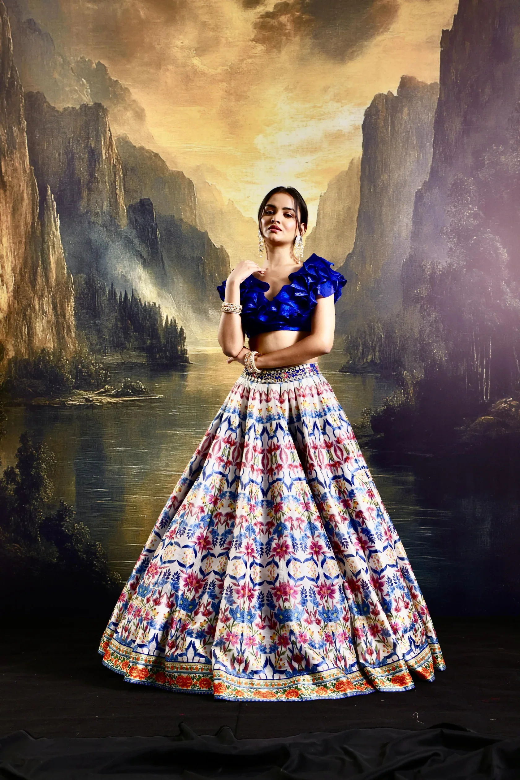 Kaina Multi Colored Silk Lehenga - Image 5