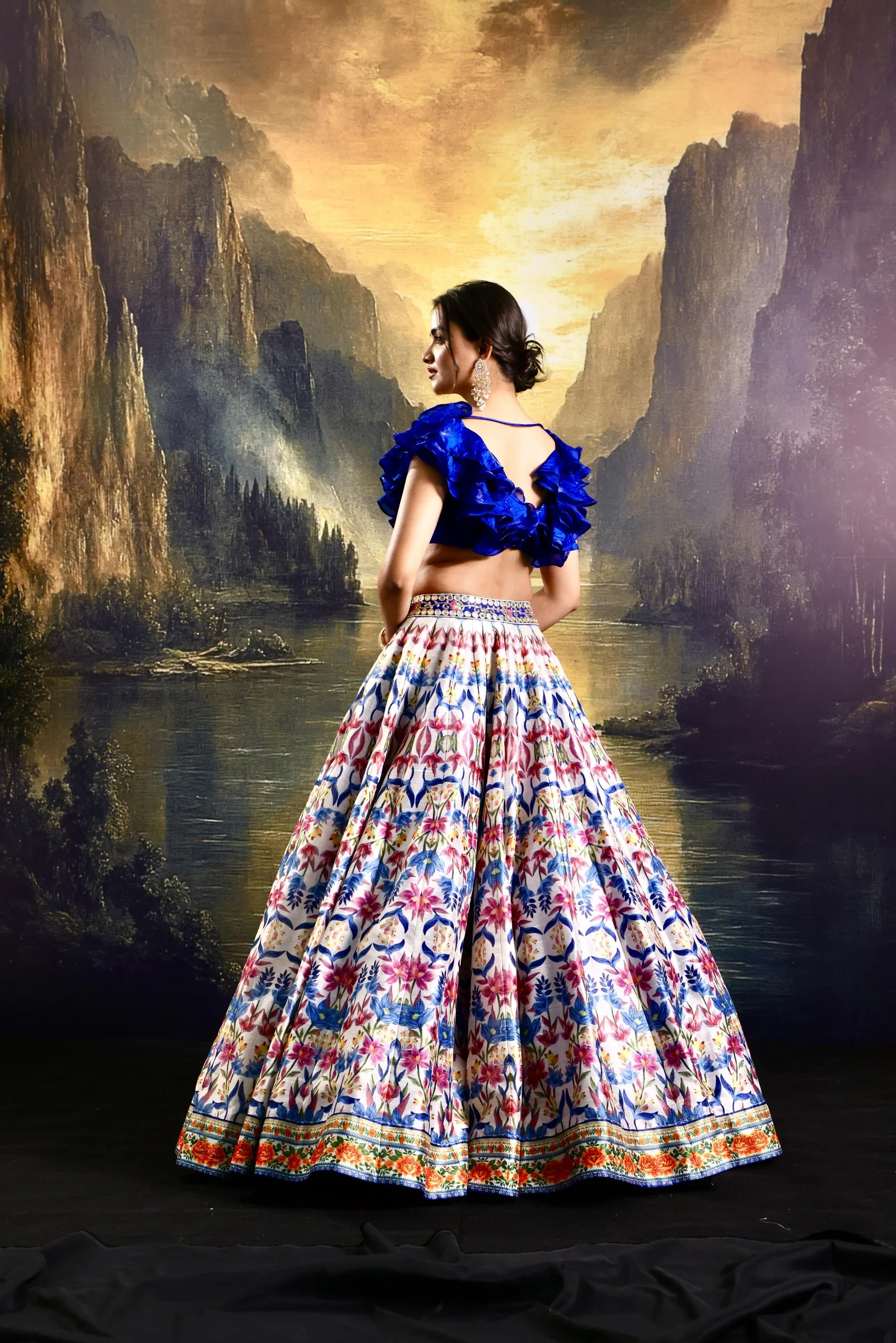 Kaina Multi Colored Silk Lehenga - Image 7