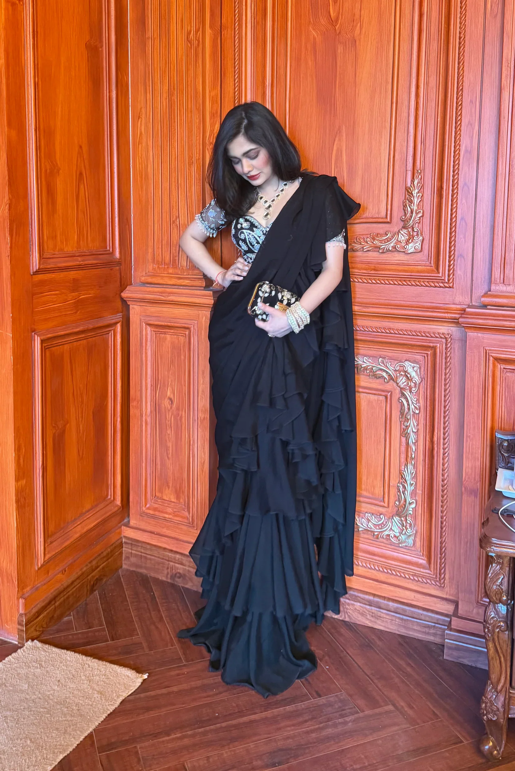 Lasha Ruffle Saree Set - Image 2