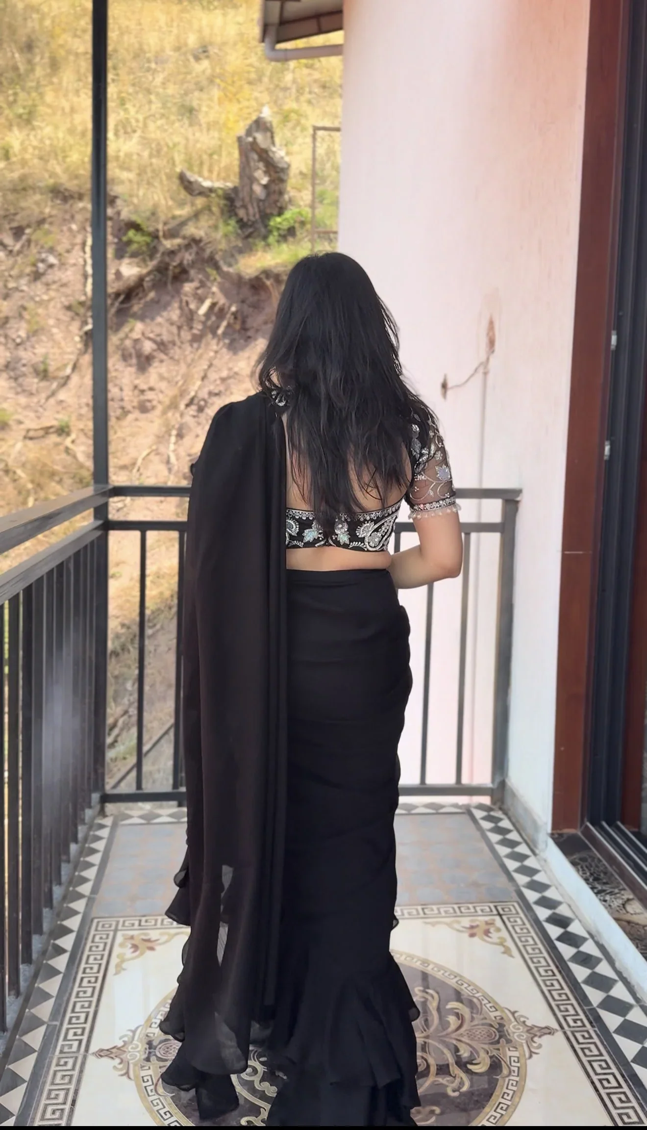 Lasha Ruffle Saree Set - Image 7