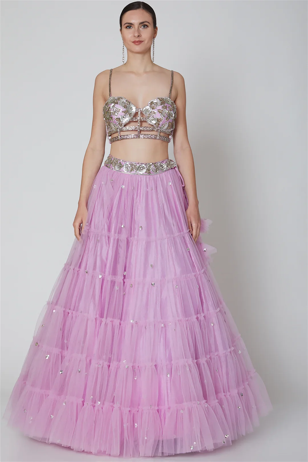 Lavender Embroidered Lehenga Set - Image 3