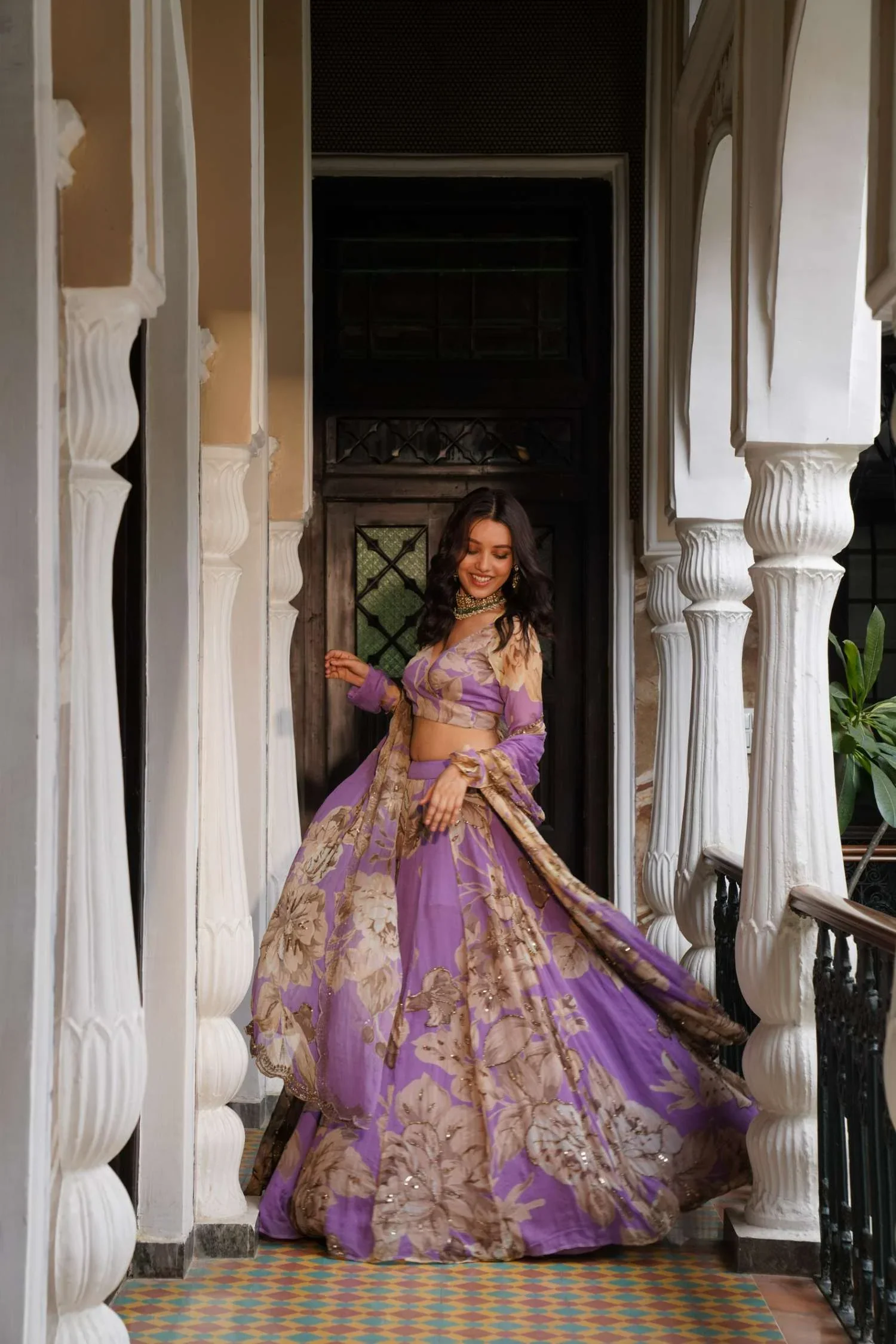 Lavender Floral Lehenga Set - Image 2