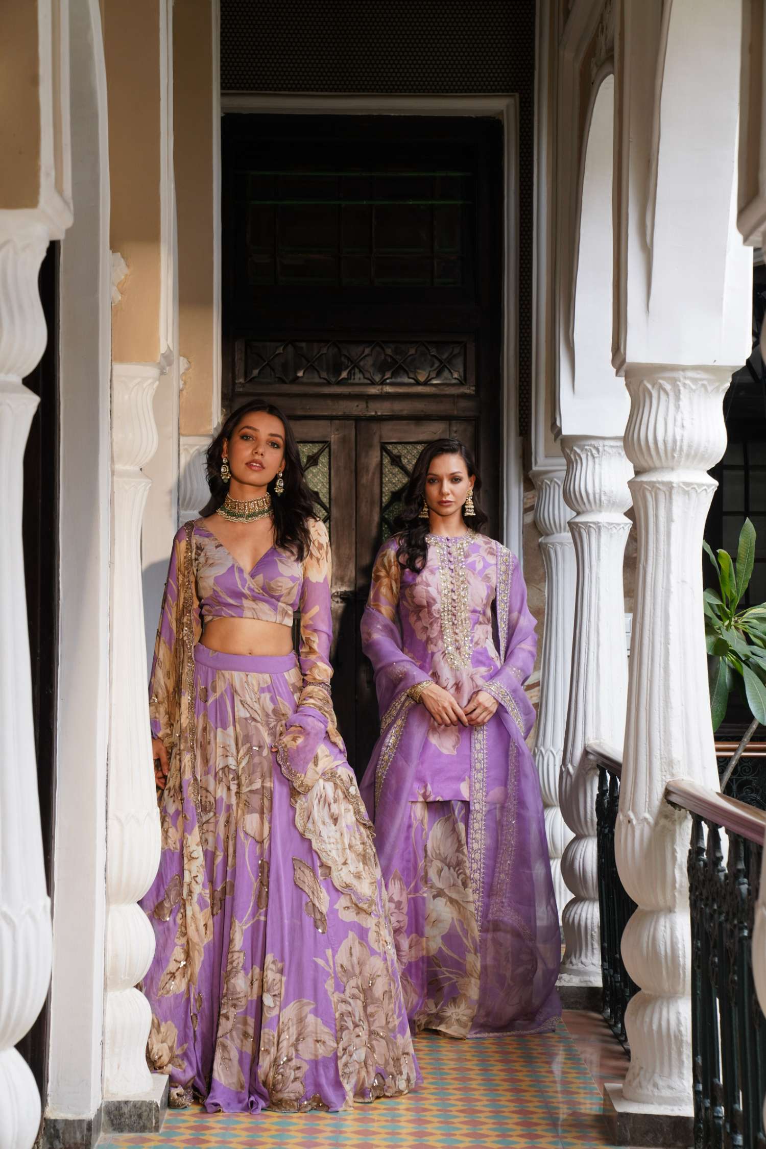 Lavender Floral Lehenga Set - Image 4