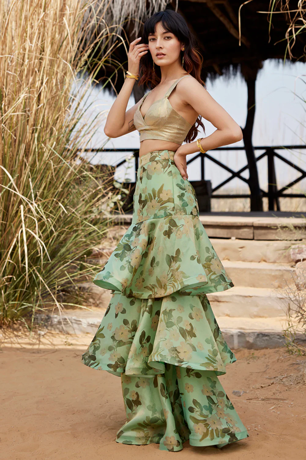 Layered Ruffle Skirt & Corset Set