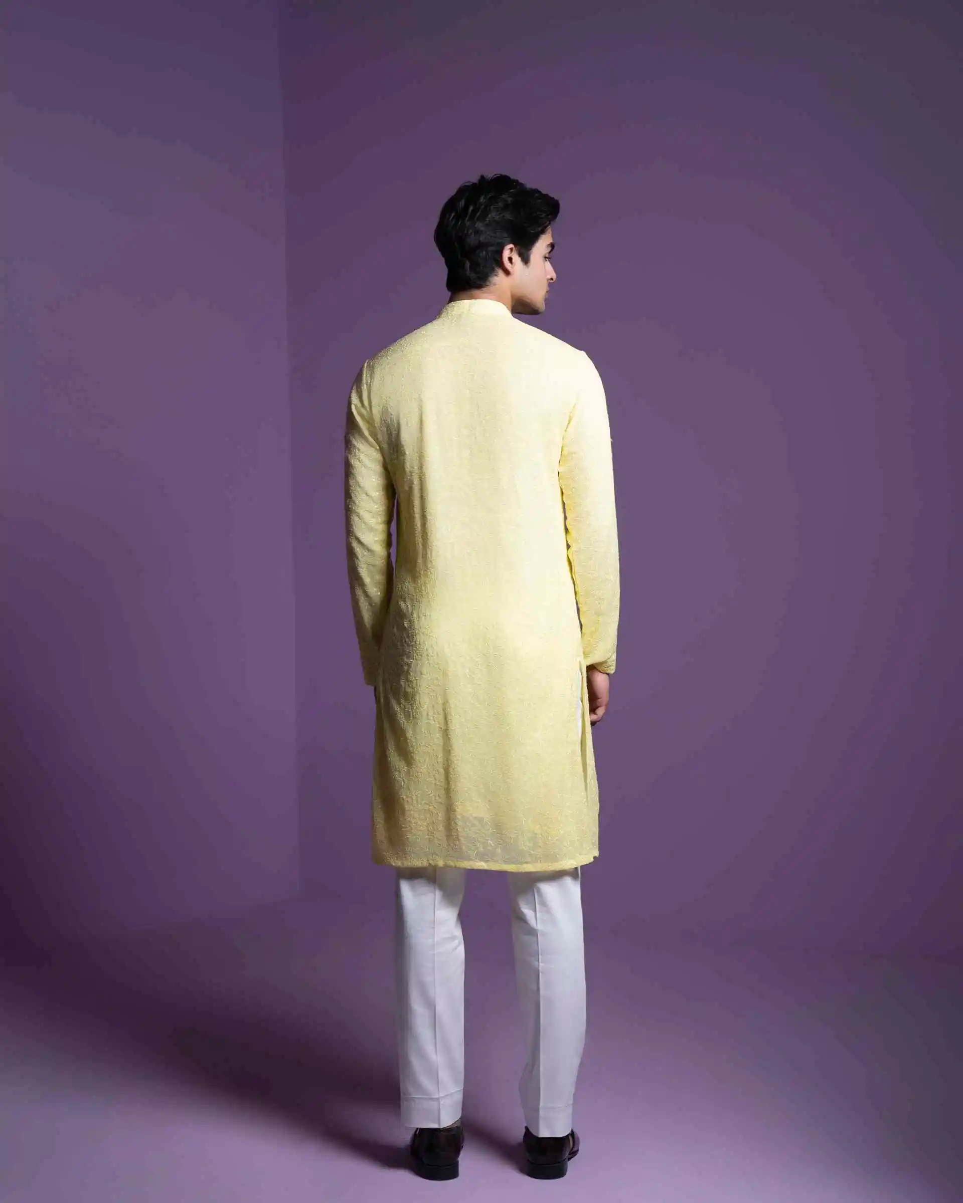 Lemon Yellow Kurta Set - Image 4