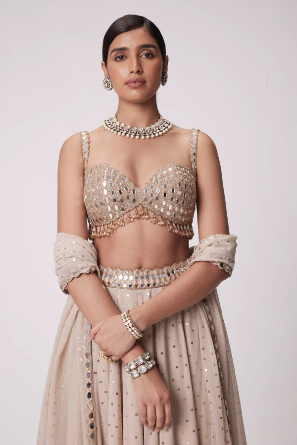 Light Beige Georgette Lehenga Pants Set - Image 2
