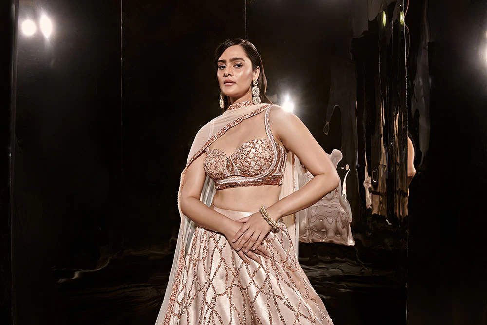 Light Beige Lahenga Set - Image 3
