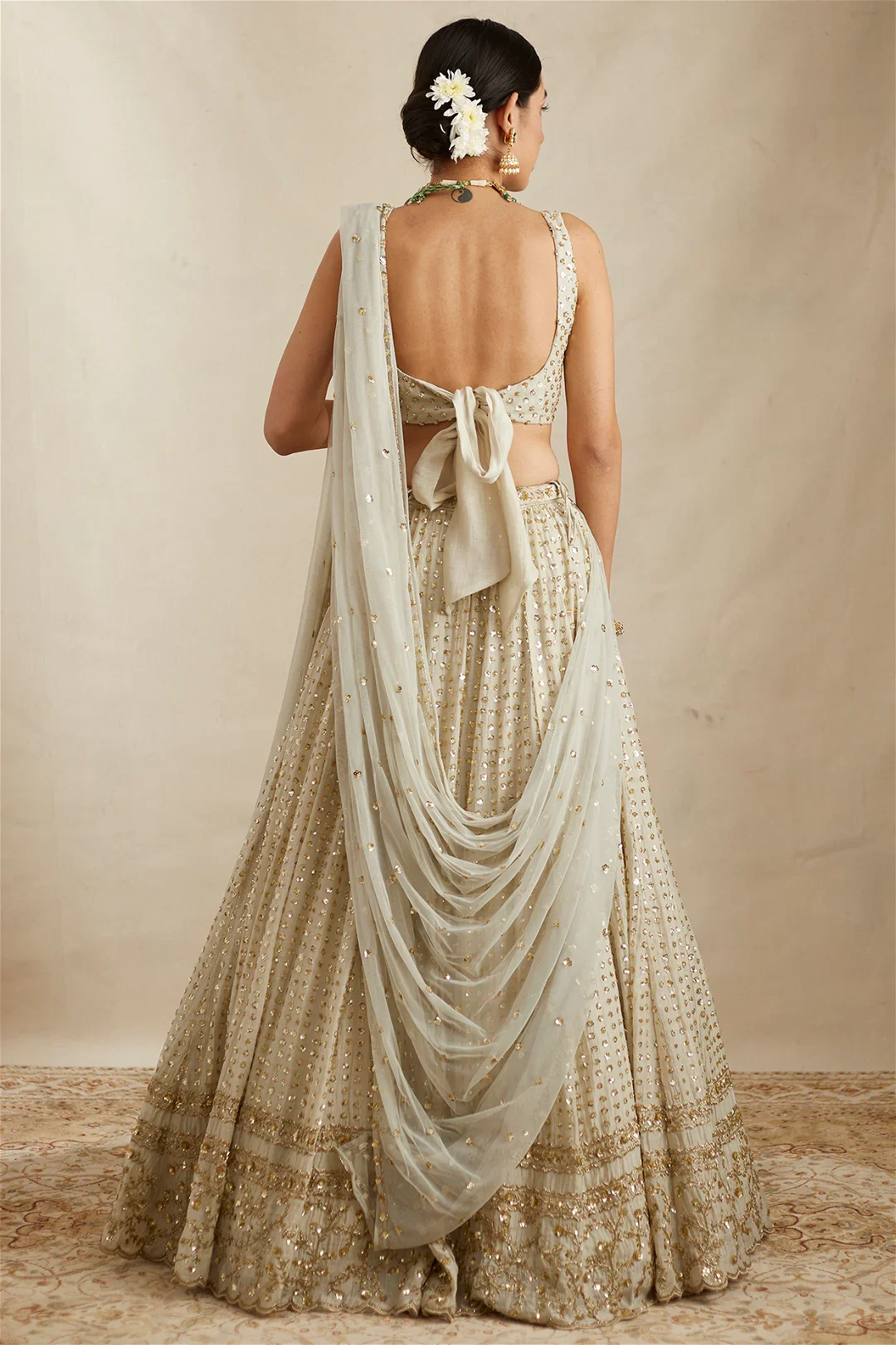 Light Mint Chanderi Silk Lehenga Set - Image 2
