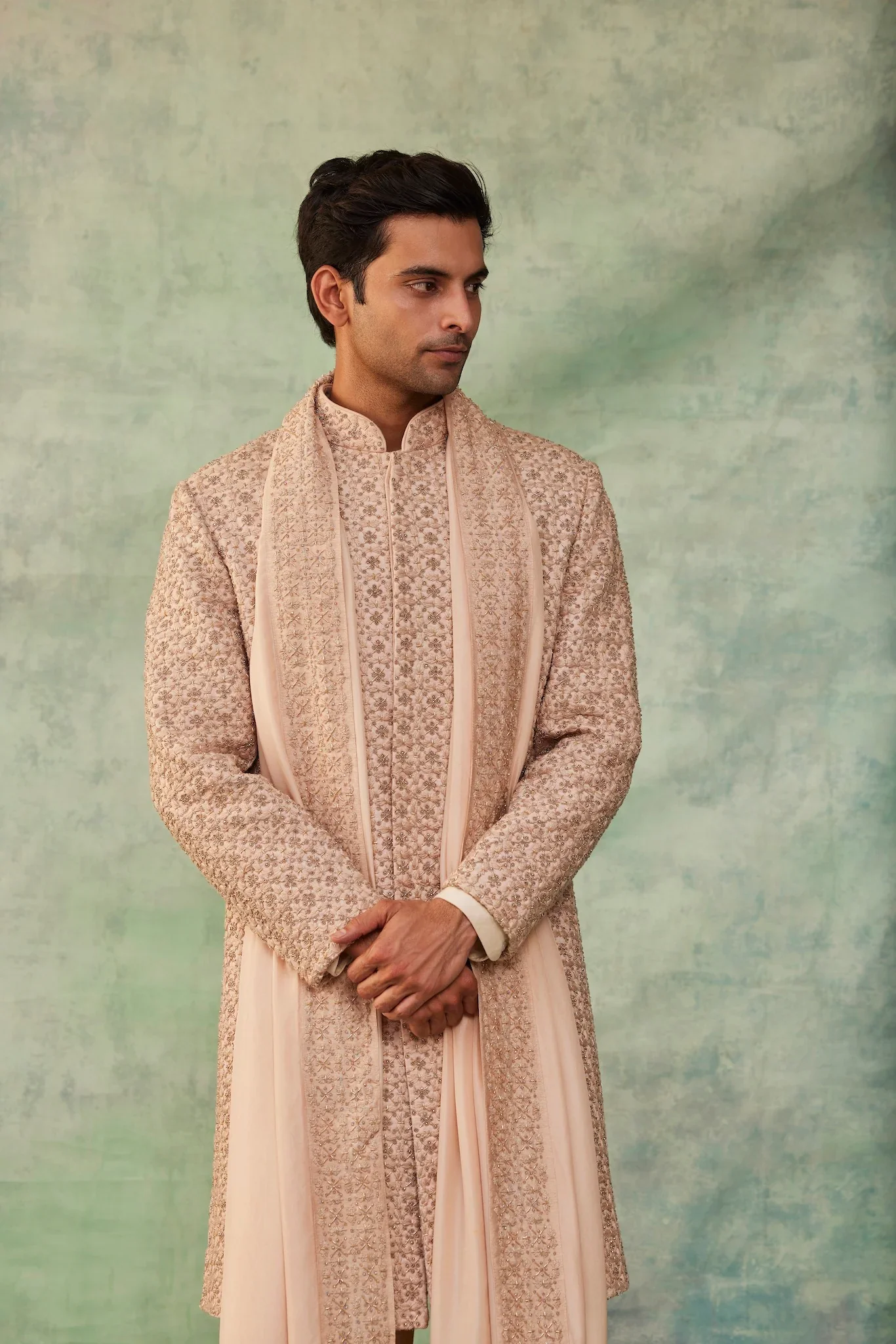 Light Peach Sherwani - Image 3