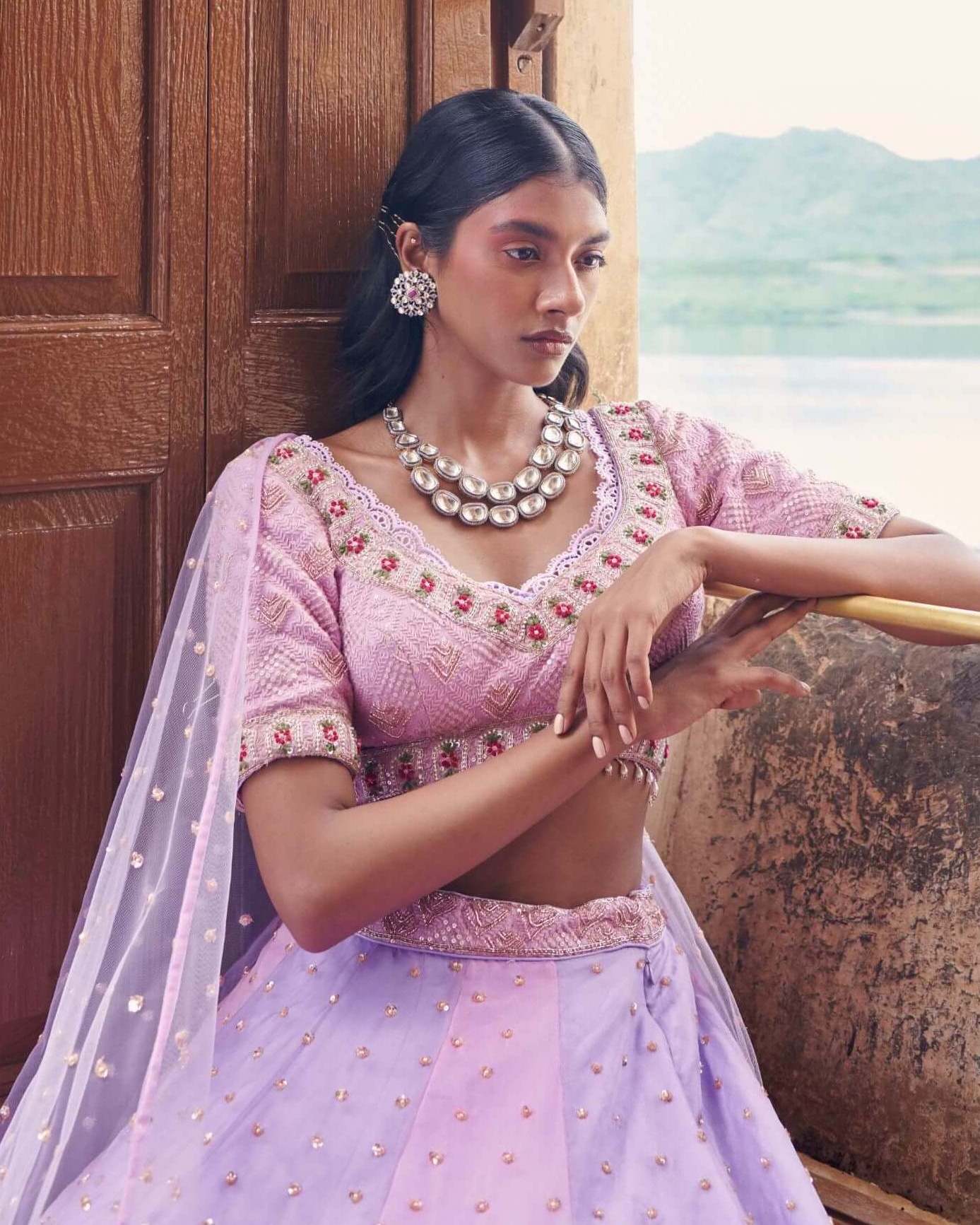 Lilac Embellished Lehenga - Image 3