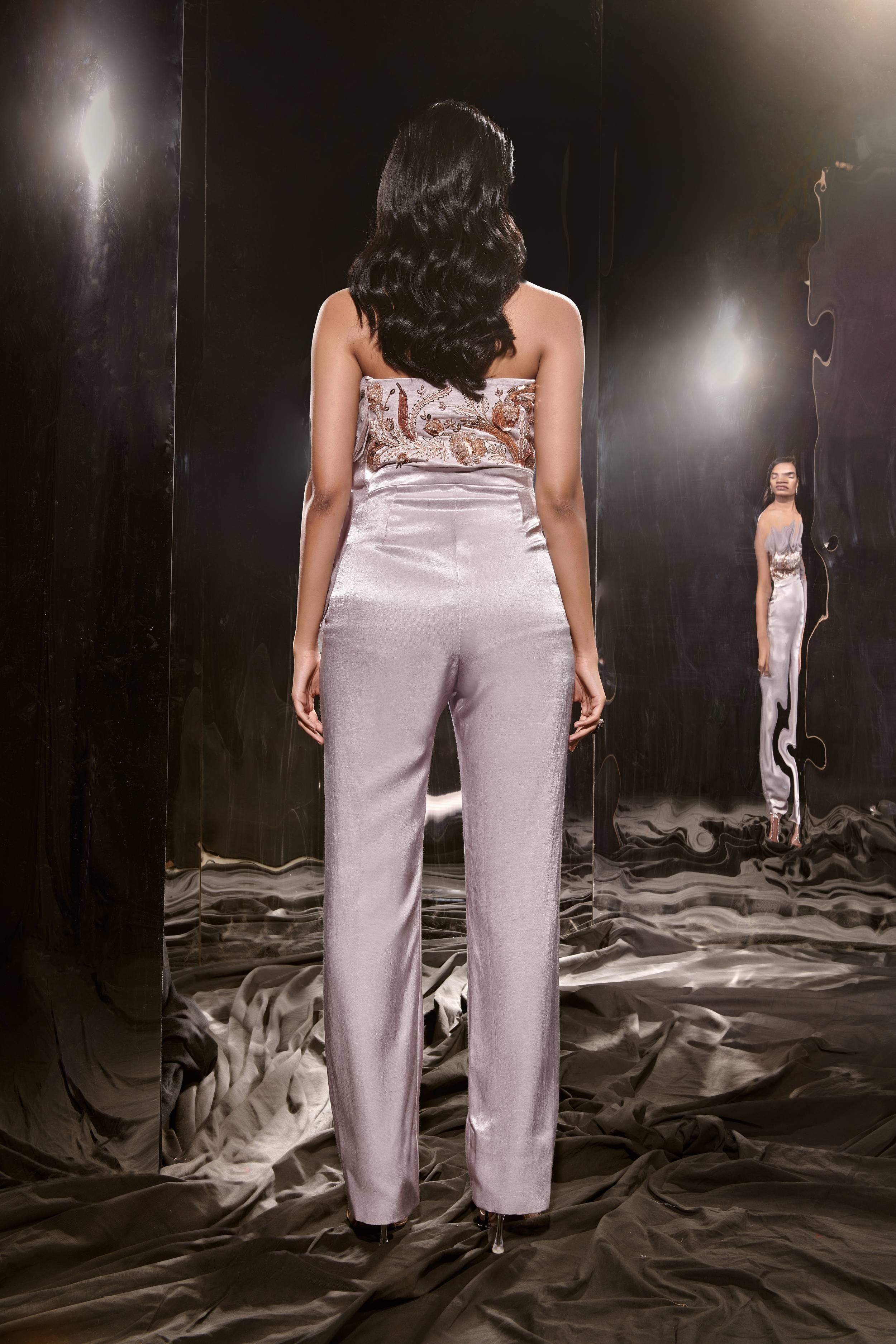 Lilac Embroidered Ruffle Jumpsuit - Image 4
