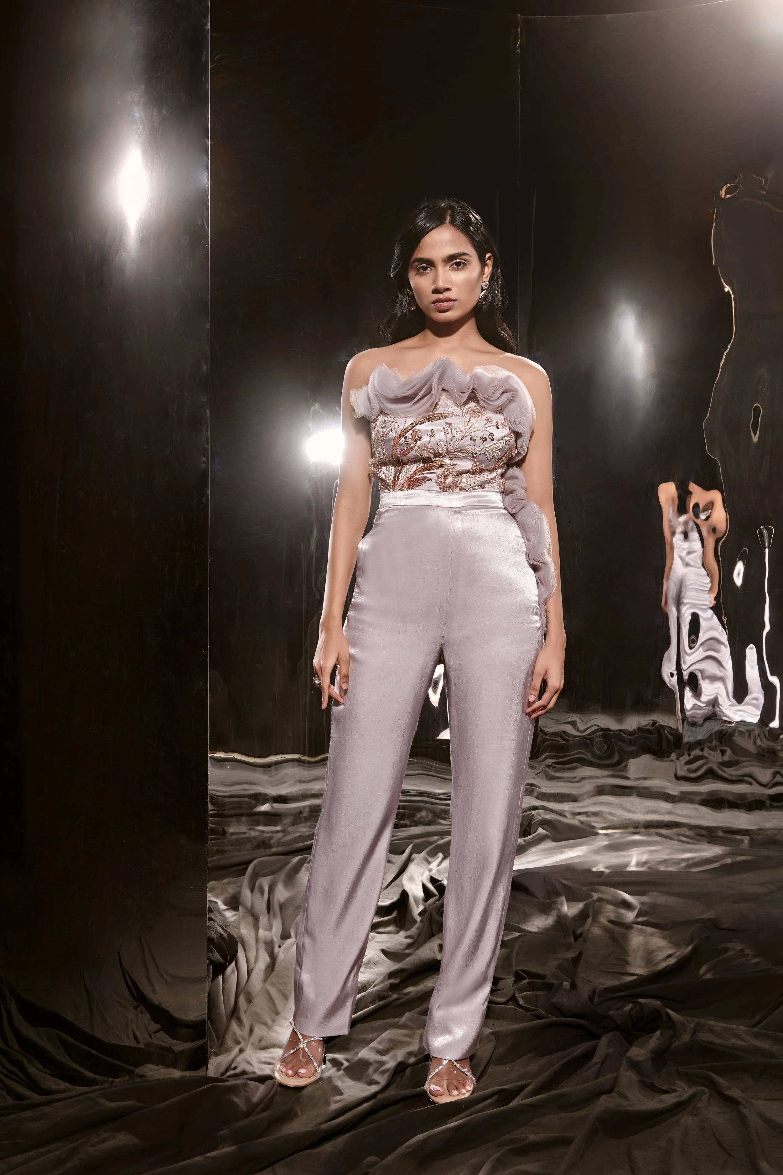 Lilac Embroidered Ruffle Jumpsuit - Image 5