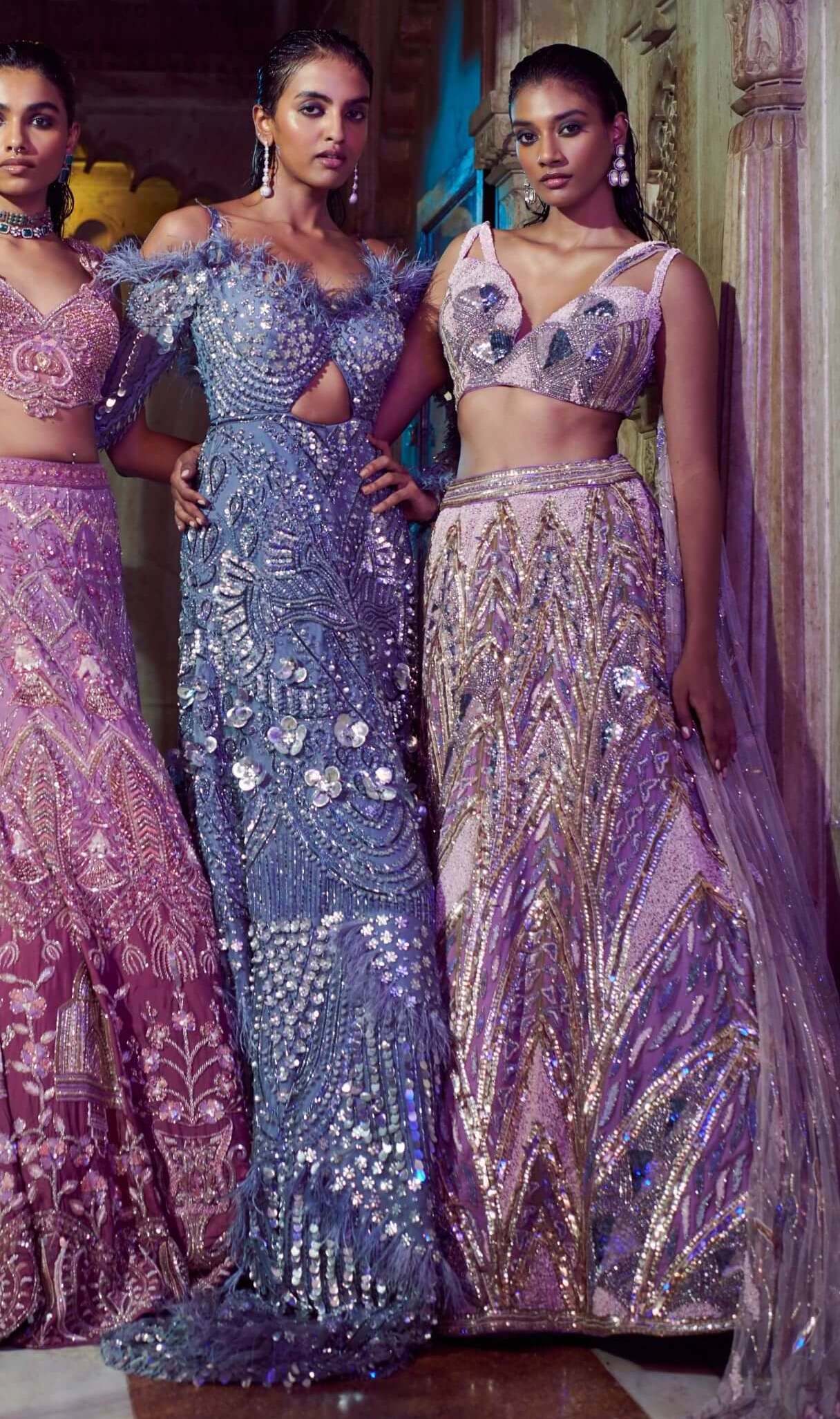 Lilac Embroidered Lehenga - Image 3