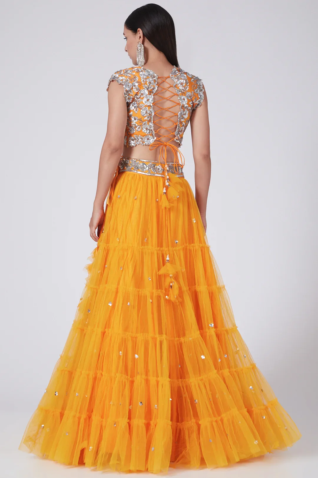 Orange Embroidered Lehenga Set SIZE 8 - Image 4