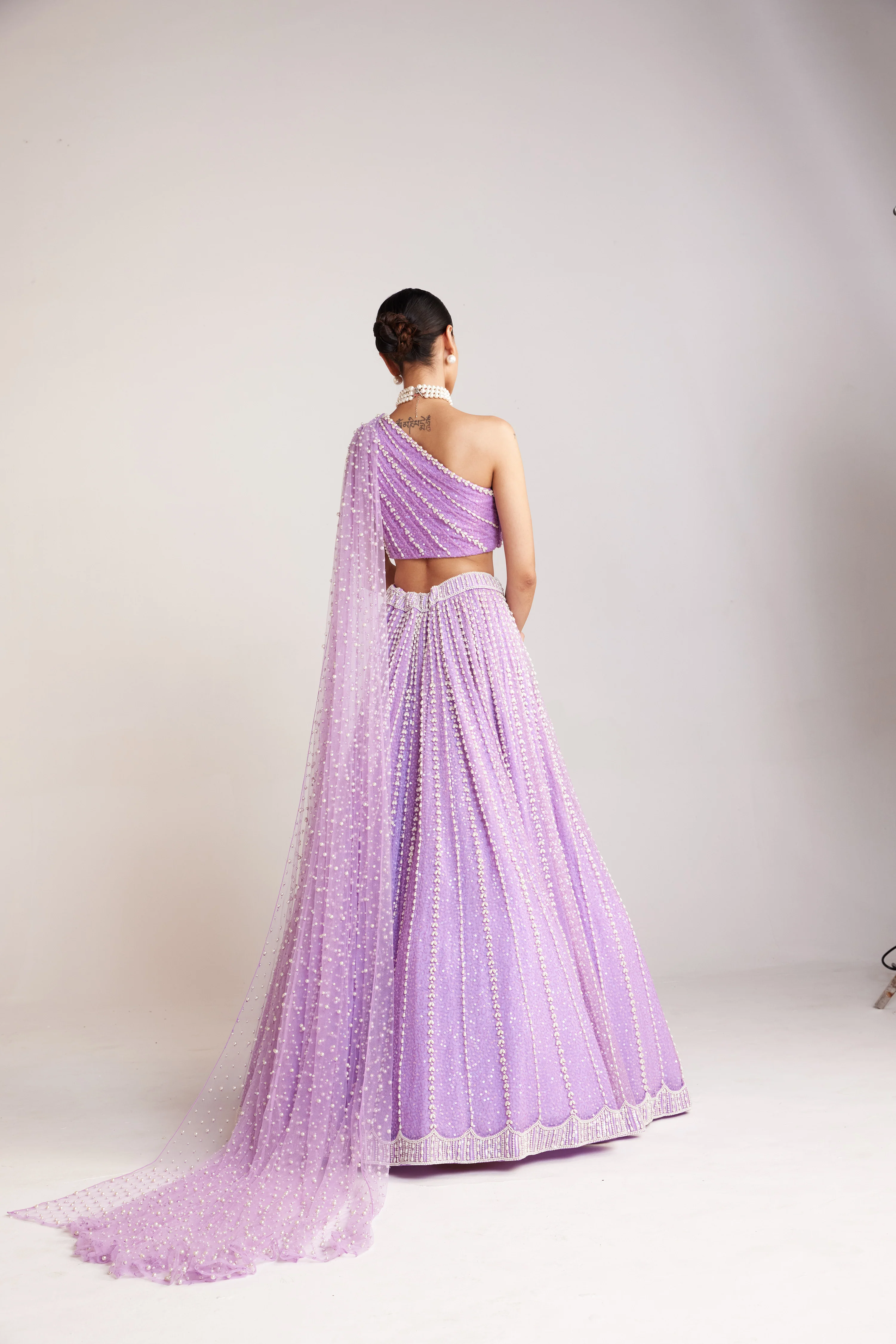 Lilac One Shoulder Lehenga Set - Image 4