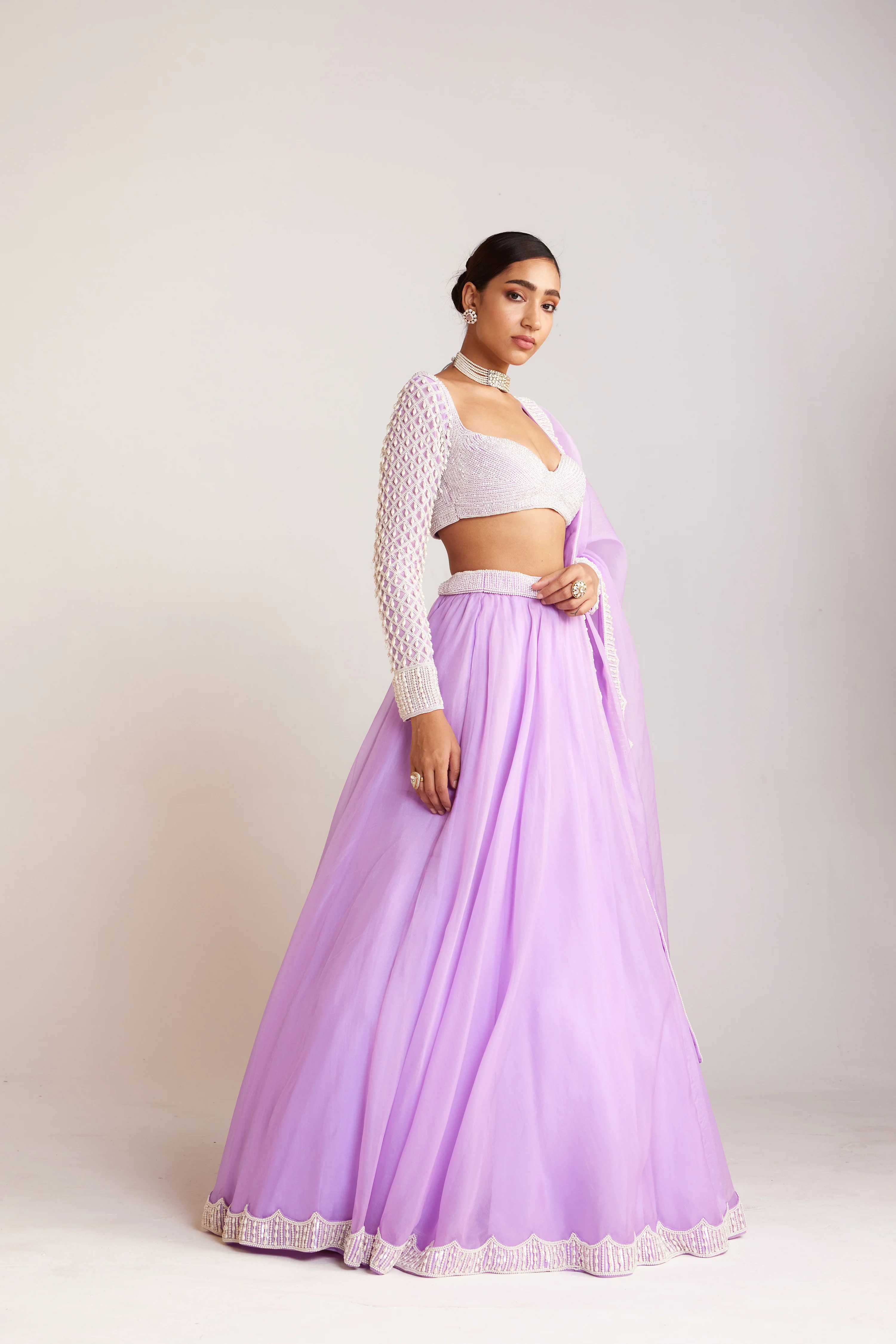 Lilac Organza Lehenga Set - Image 3