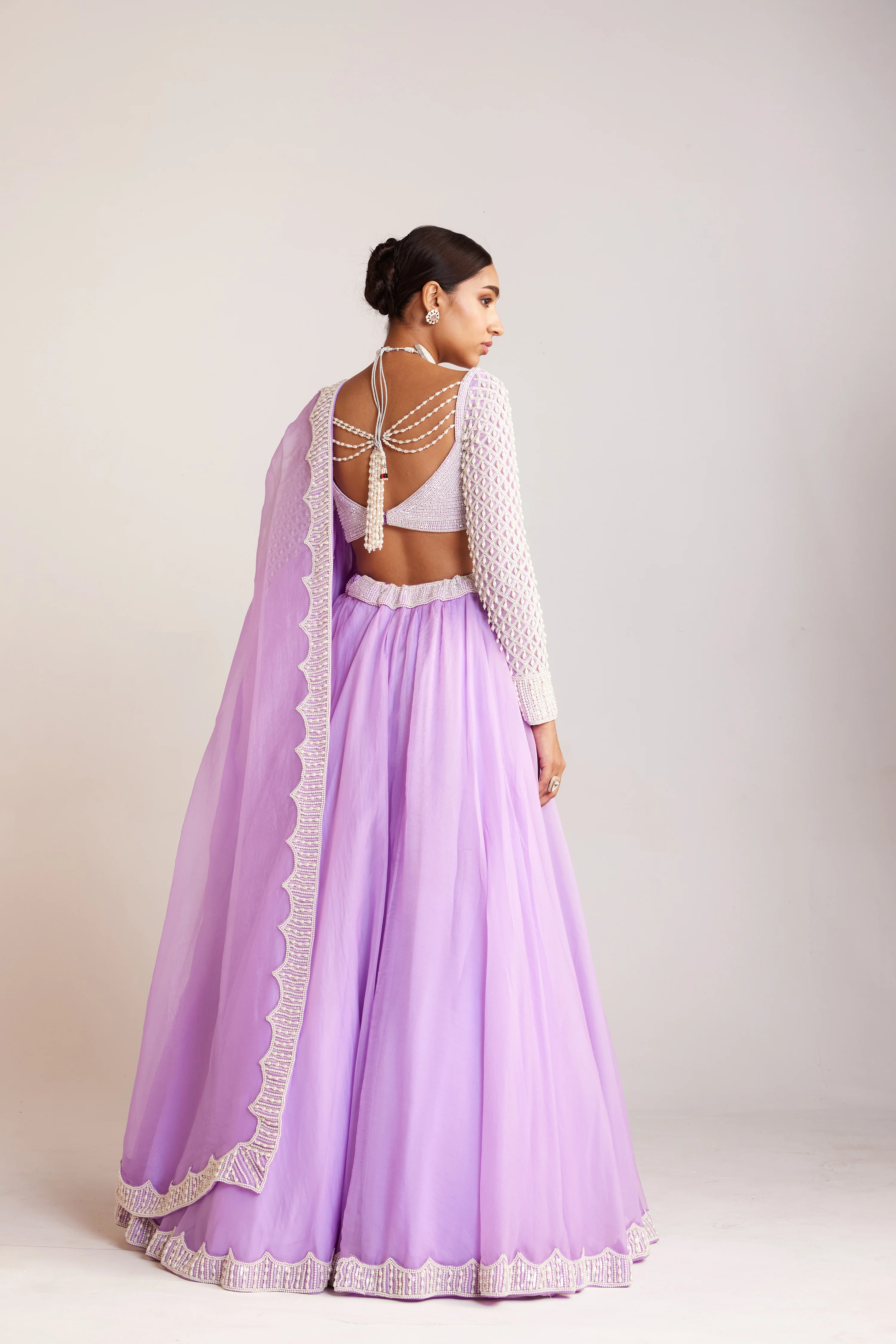 Lilac Organza Lehenga Set - Image 4