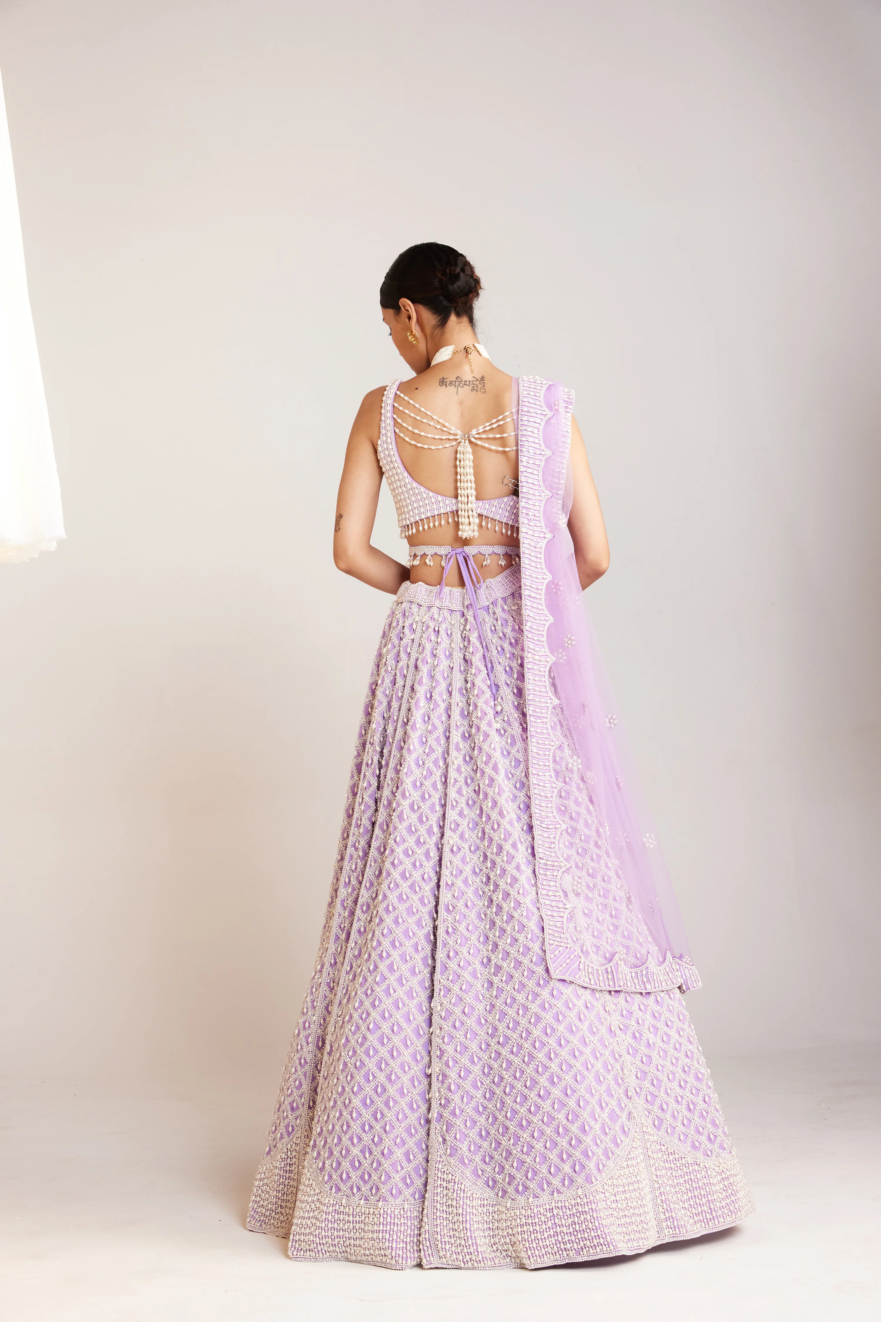 Lilac Pearl Drop Lehenga Set - Image 3
