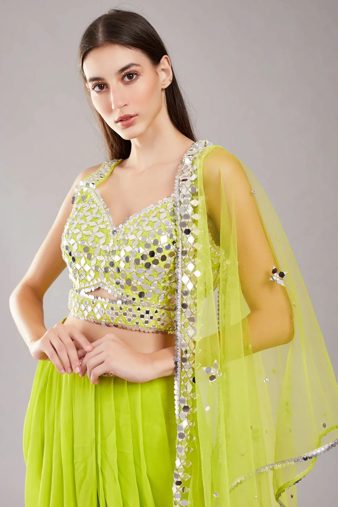 Lime Green Mirror Cape Set - Image 4