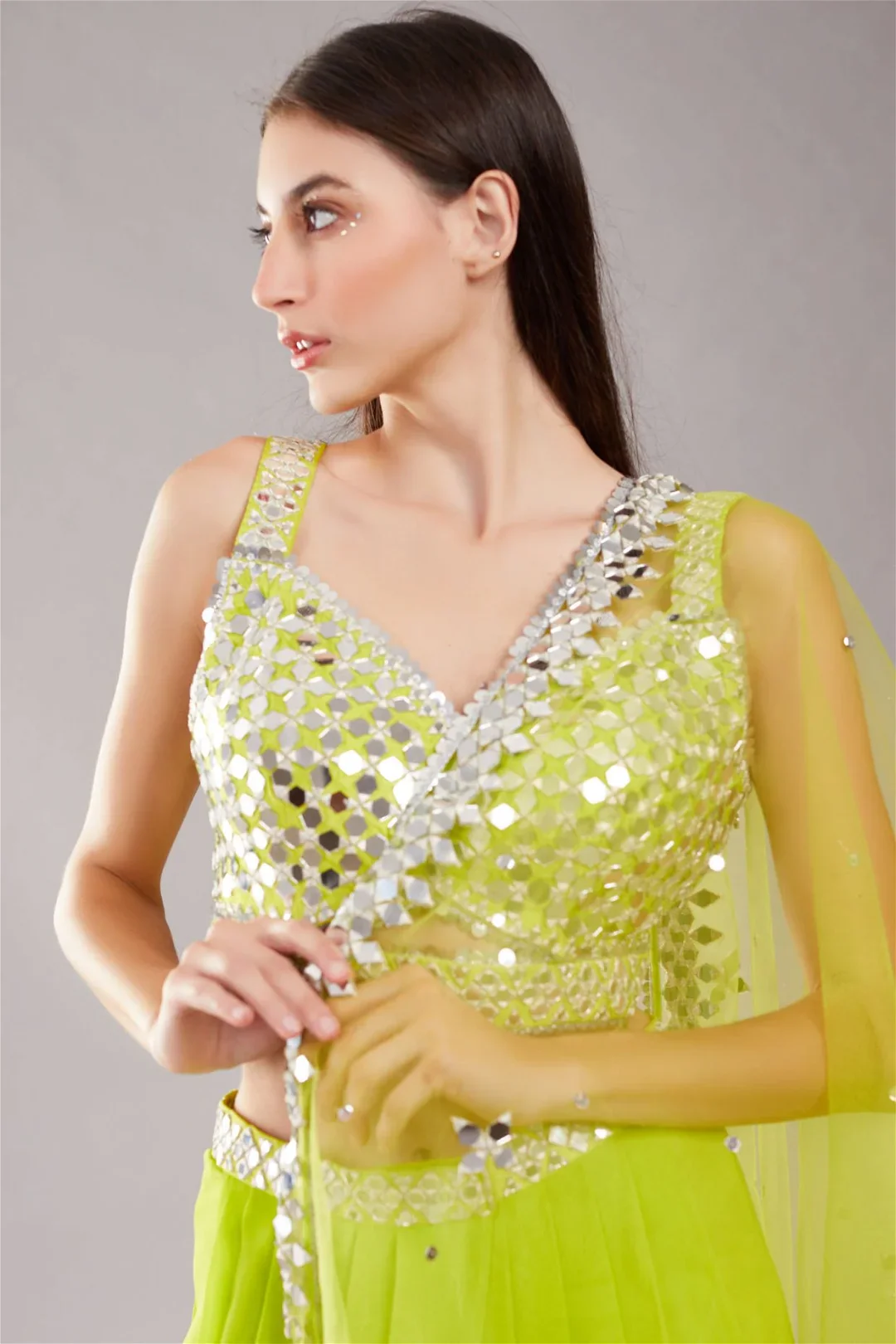 Lime Green Mirror Cape Set - Image 5