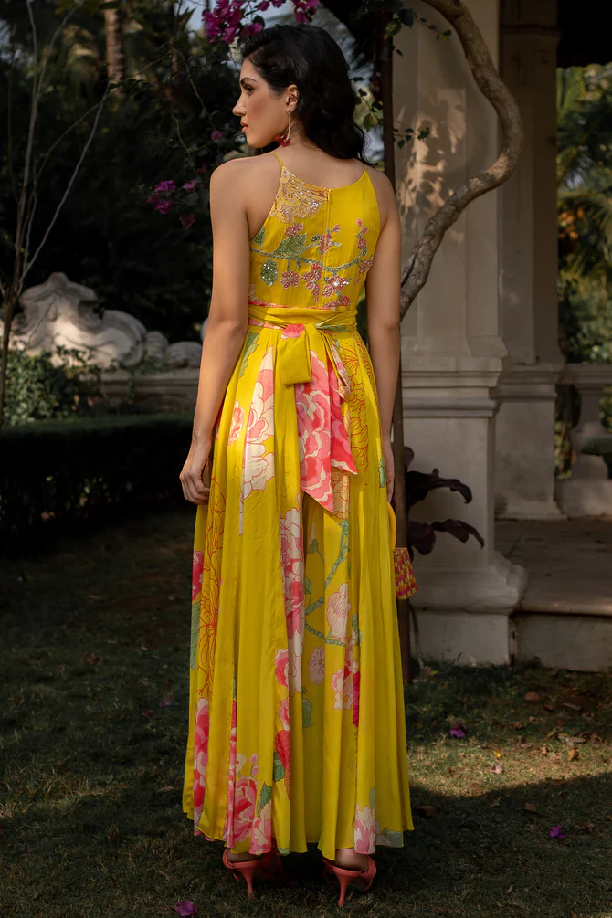 Lime Yellow Big Floral Jumpsuit - Image 3