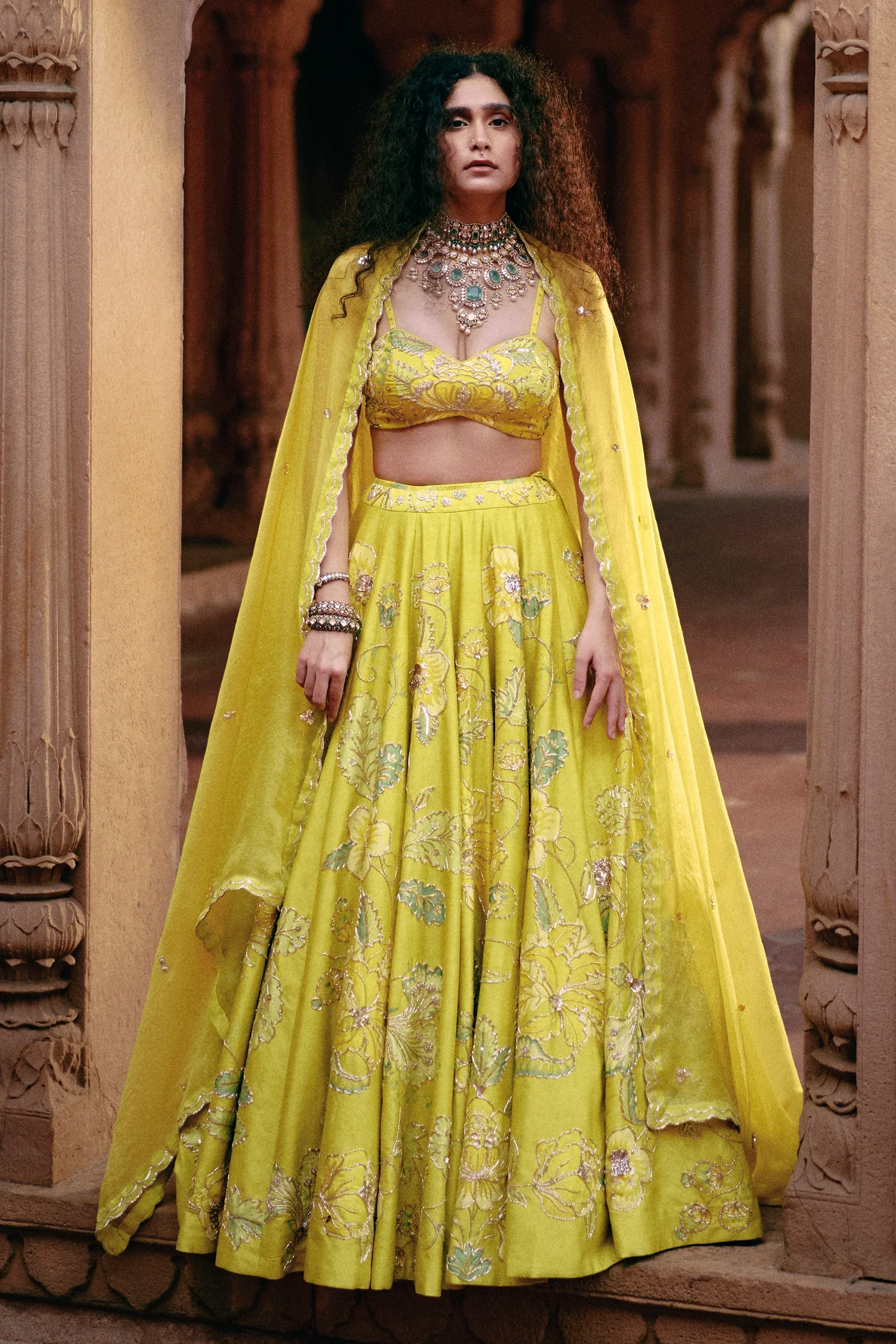 Llime Yellow Signature Chintz Printed Lehenga Set