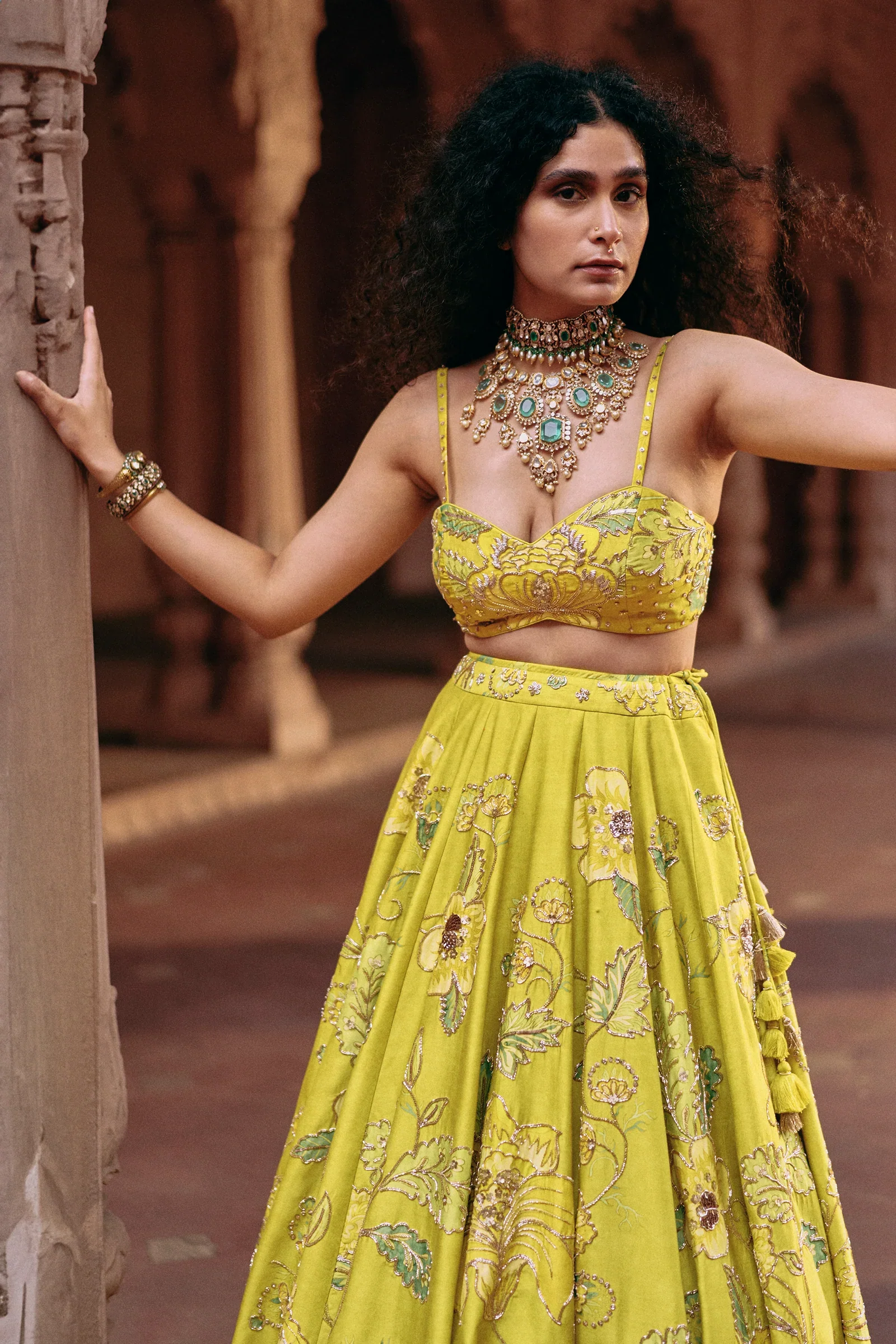 Llime Yellow Signature Chintz Printed Lehenga Set - Image 2