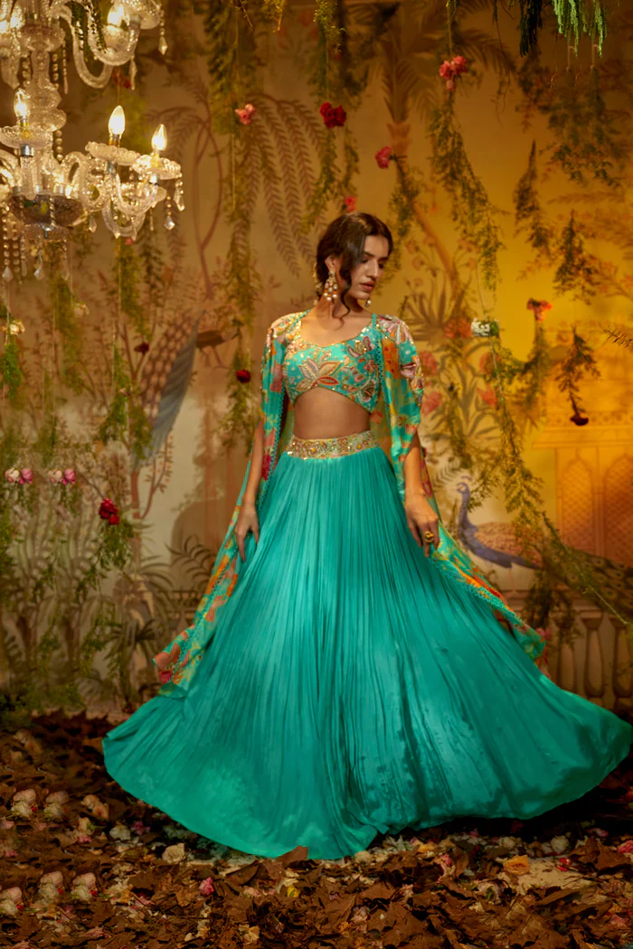 MADHAVI Cape Lehenga