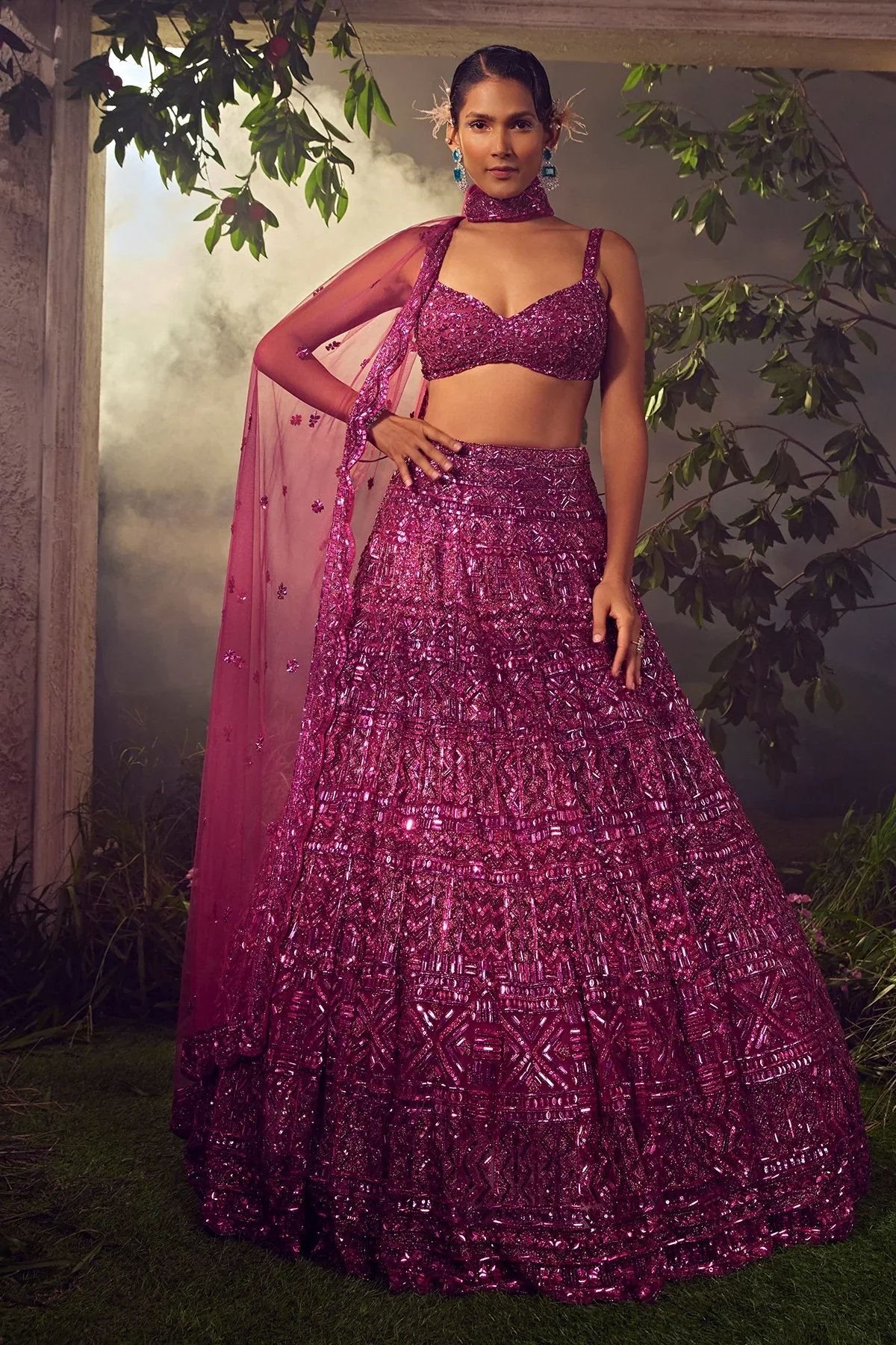 Magenta Haze Tulle Lehenga
