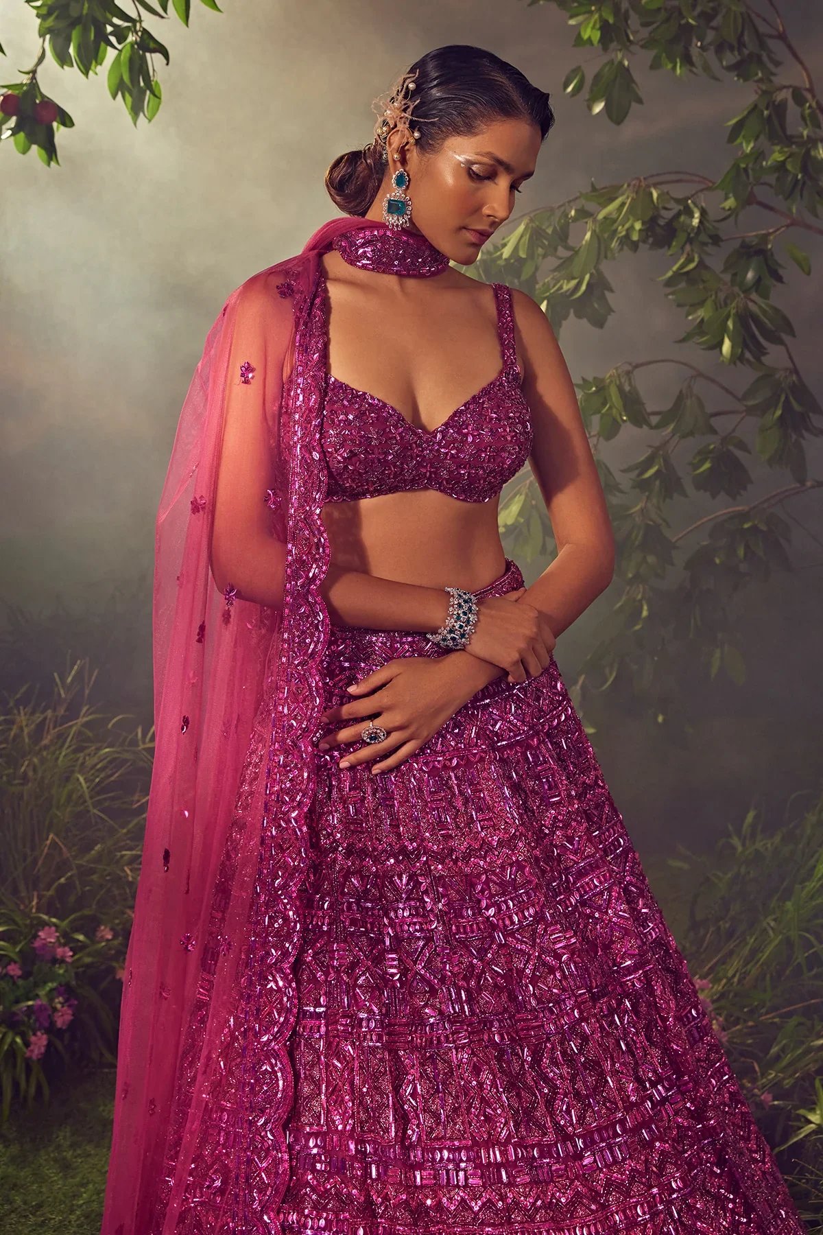 Magenta Haze Tulle Lehenga - Image 2
