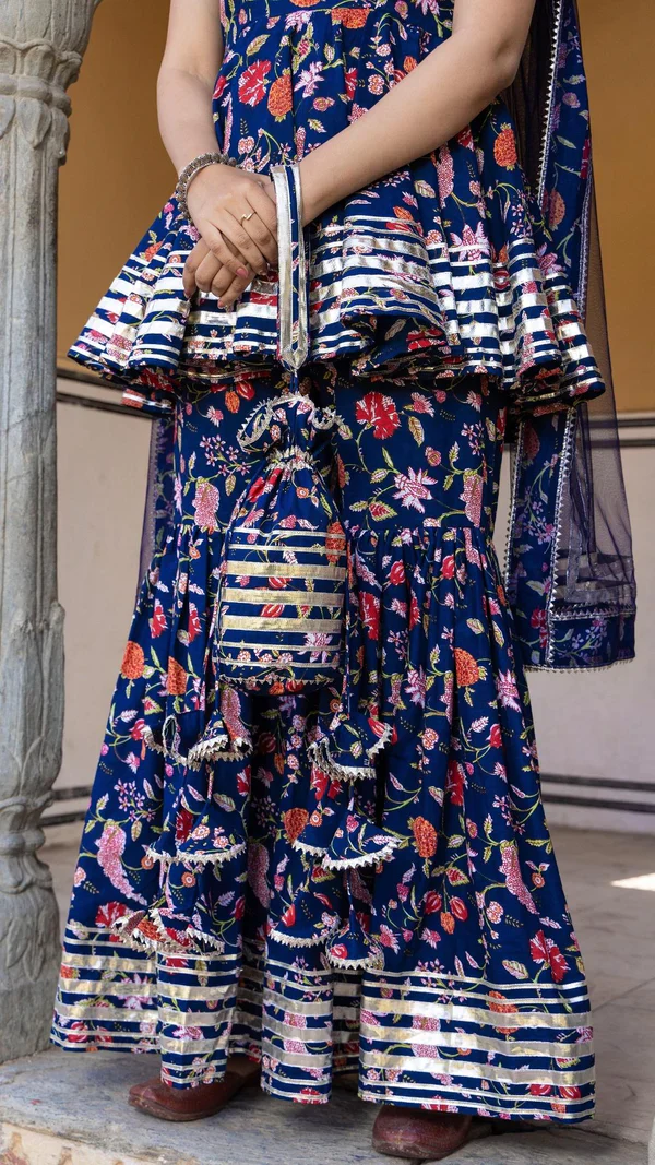 Mahi Blue Cotton Sharara Set - Image 5