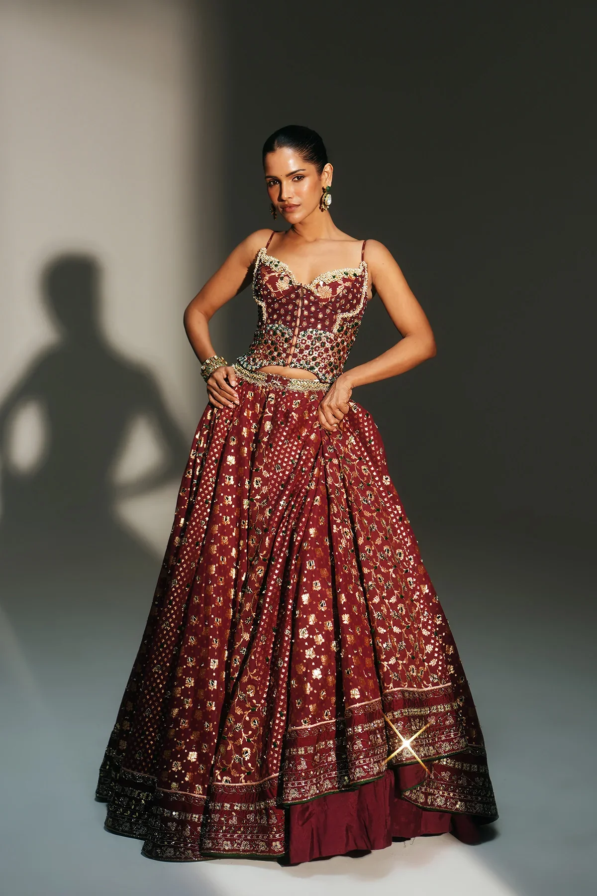 MALA - Heavy Hand Embroidered Kali Lehenga