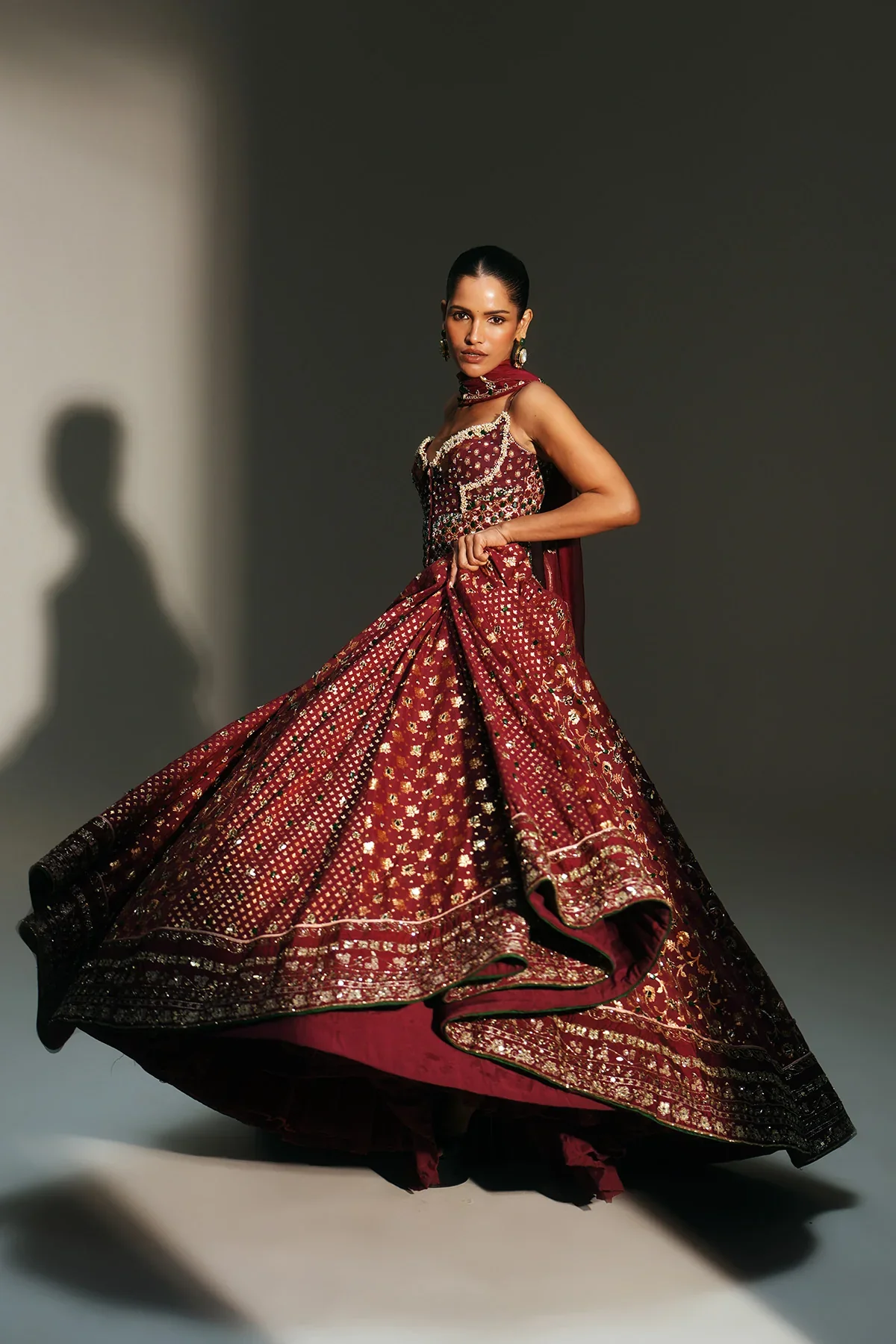 MALA - Heavy Hand Embroidered Kali Lehenga - Image 4